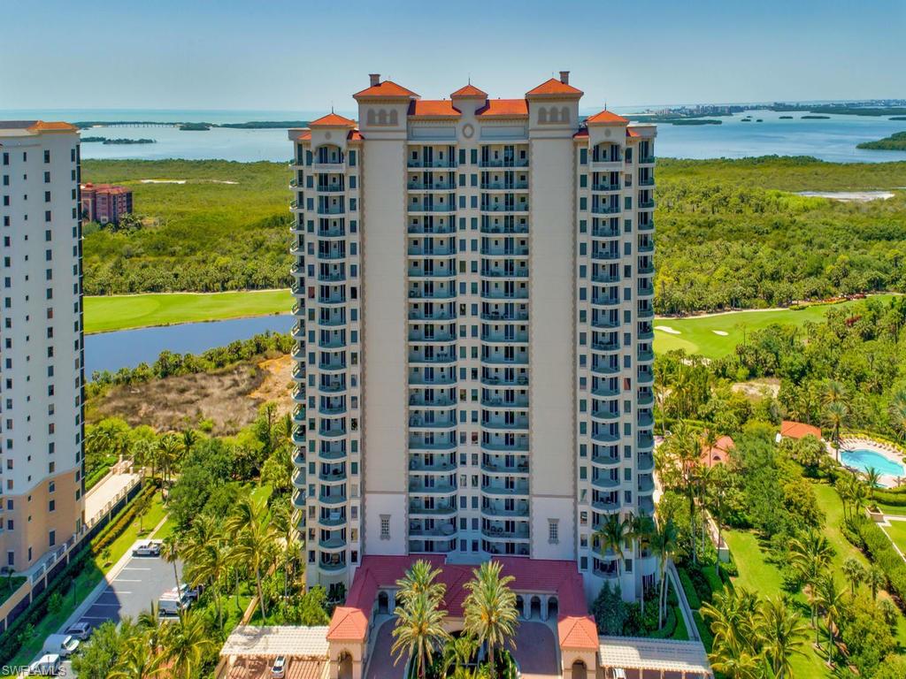 C1929 - Private elevator entry into this 6th floor condo with  spectacular sunsets with views of Estero Bay, golf course, lake and preserve from your screened-in lanai. Light kitchen cabinets, light tile throughout the great room auto storm shutters. This 3 bedroom, 2.5 bath condo in the Florencia is located in the 800-acre gated community of The Colony at Pelican Landing and offers quiet, charming streets and an award-winning, amenity rich community providing everything for a perfect life. Two spaces in the garage. The building amenities include the grand salon, state of the art fitness center, private movie theater, two guest suites, spacious pool/spa area with a cabana and barbecue grills, social room, business center, two assigned under building parking spaces, assigned storage space and live-in management. Additional community amenities include a private 34-acre island beach club with a water taxi, tennis, pickle ball, canoe/kayaking, sailing club and much more. Colony Equity Golf Club membership is available.
