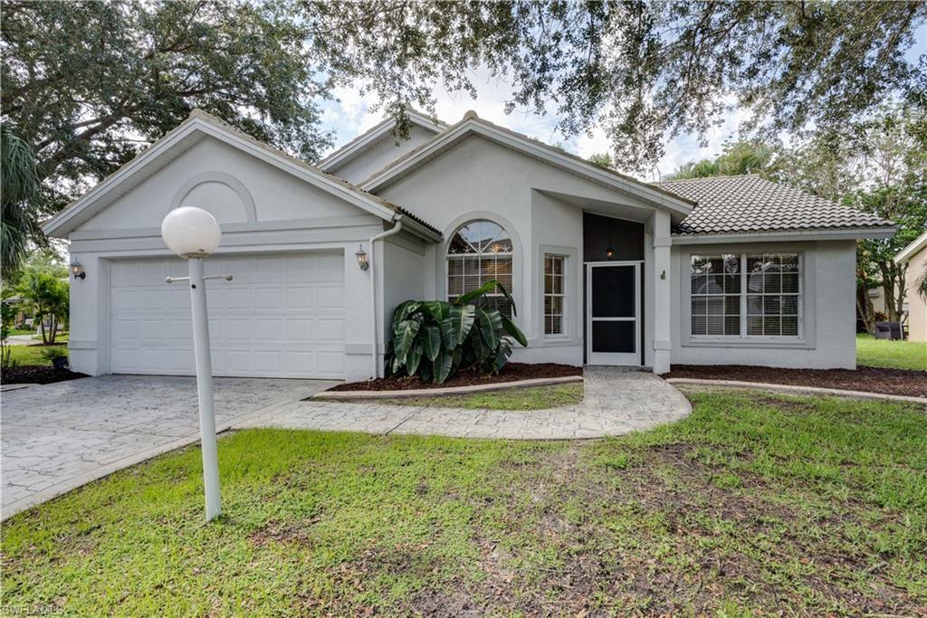 Quaint 3 bedroom home on oversized lot! This home is located in Cypress Pointe @ Gateway and offers LOW HOA fees. With almost 1400sf of living space this home features a Great Room Design, Cathedral Ceilings, tile flooring in the main living areas and a 2 car garage. The cozy Kitchen has an intimate feel with under cabinet lighting, tall upper cabinets, tile backsplash Eat-In area and a Breakfast Bar. The screened lanai overlooks a pie shaped backyard and the home also has a spacious side yard. This is a small gated community that is very quiet and family-friendly, plus it has it's own pool in addition to the Gateway Community Pool. Gateway is conveniently located close to I-75, Jet Blue Stadium and the SWFL International Airport. Gateway caters to those who desire an active lifestyle by offering a private membership golf club, tennis, bike & jog paths, recreational fields, schools, restaurants and shopping.