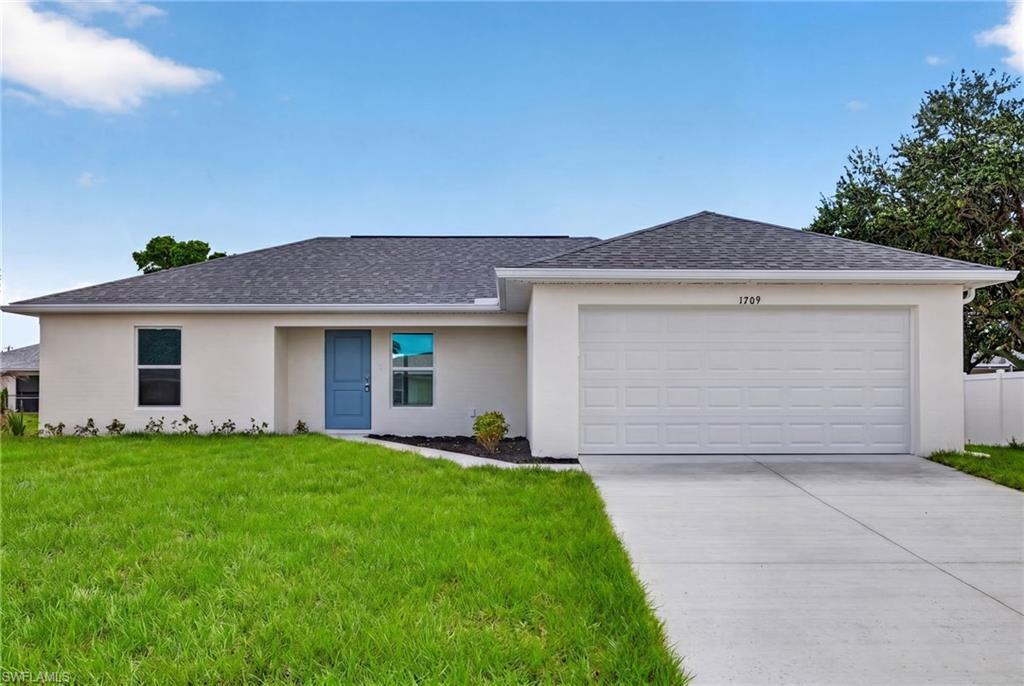 $15,000 (5%) CLOSING COST CREDIT AVAILABLE! BEAUTIFUL NEW CONSTRUCTION! Covered Lanai + Designated laundry room. If you've been searching for an affordable home in Cape Coral, this 2026 built residence is an excellent opportunity. This home offers a true laundry room-separate from the kitchen-means your main living space stays clean, quiet, and uninterrupted. Modern design, energy-efficient construction, and exceptional value. The property is not located in a flood zone, offering additional peace of mind and exceptionally low homeowners' insurance. Ask for our Insurance partner's special rates! This move-in-ready 3-2 home features an open-concept floor plan and a covered lanai, ideal for enjoying Southwest Florida living year-round. Upgraded finishes include quartz countertops, stainless steel appliance package, white shaker cabinets with soft-close doors and hardware, and hurricane impact windows and doors. Built to current building codes with energy-efficient materials and no HOA. This is the Seabreeze Cove Plan.