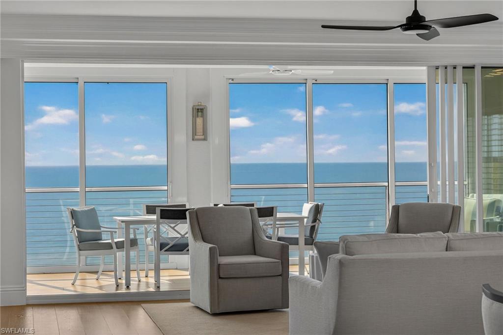 Poised in what is undeniably the desired position with the premier luxury address on Sanibel Island, this rare western penthouse at Sedgemoor claims a breathtaking vantage point where sky, sea and shoreline come together in cinematic harmony. From its privileged perch atop the westernmost building, the world opens in a sweeping arc of Gulf waters and unending beach, an uninterrupted panorama protected by the coastal construction control line and the natural curvature of the island, ensuring these commanding views remain eternally yours. Rarely available, this is a once-in-a-lifetime opportunity to claim one of Sanibel’s most prized coastal sanctuaries. Enveloped in sunlight from windows spanning three sides, the nearly 4,000 square feet under air lives as a private, meticulously crafted home in the sky, recently and exquisitely reimagined to embody the finest in elevated coastal design. Your arrival is met with utmost exclusivity such as a private, secure-access elevator, added for penthouse residences, which whisks you directly into your dedicated entrance lobby, ensuring a sense of privacy and elegance. Inside, artistry is evident in every curated detail. Wide-plank white oak flooring has been carefully selected for flawless continuity of tone and texture, forming a tranquil foundation throughout the residence. Bespoke craftsmanship elevates beauty and function exemplified by a custom entertainment center, engineered in Canada with precision and assembled onsite as an architectural centerpiece. The kitchen is a statement in elegance and culinary performance, outfitted with Wolf cooking appliances and Sub-Zero refrigerator, all set within masterfully designed custom cabinetry adorned with refined honey-bronze hardware, each piece substantial to the touch yet visually delicate. A glass-enclosed lanai expands your living experience to the edge of the horizon, offering the ability to enjoy Gulf breezes through screens or create an additional climate-controlled retreat equally ideal as a tranquil sitting room, sunset dining terrace or stylish entertaining lounge complete with cabana bar. The expansive primary suite is a haven of serenity, offering stunning Gulf views. Dual walk-in closets feature custom systems designed to maximize storage. The en-suite bath evokes the calm of a private spa, its uniform materials and thoughtful minimalism eliminating visual clutter to elevate clarity, relaxation and pure rejuvenation. Dual vanities, a frameless glass shower with dual showerheads and deep soaking tub, ensure luxury is never compromised. Equally gracious, the guest suites offer expansive comfort. A beautifully enclosed media room or den continues this theme of versatility ready to transform into a fourth bedroom should need arise, without sacrificing elegance or scale. Wrapped in sophistication, engineered for convenience and positioned at the edge of infinity, Sedgemoor Penthouse 206 transcends the definition of coastal luxury.