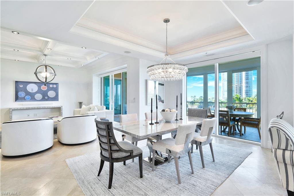 ARIA is the NEWEST building and the jewel of Park Shore, Beachfront in Naples. With sunset, Park Shore and Venetian Bay views, this stunning 3 Bed | 3 Bath residence features Approx. 3,445 sq ft of luxurious coastal contemporary design under air. Extensive outdoor lanais wrap the unit completing the 4,201 Total sq ft. 10 Foot ceilings with floor to ceiling, all impact glass, sets the stage for its sweeping 180-degree views - Watch the sun rise and the sun set! An entertainer’s dream, the chef’s kitchen has a natural gas cooktop and walk-in pantry. With no details overlooked, this residence features beautiful ceiling & lighting designs, automated electric shades throughout, 2 deeded parking spots in the secure garage underneath and additional air-conditioned storage. Aria is pet friendly, allowing 2 dogs of any size. Residents enjoy the finest of hospitality and amenities including 24-hour security, an in-residence manager, concierge service, 2 guest suites, state-of the art fitness center, spa & sauna, billiards, library, conference/board room, community room, and gorgeous pool & spa. Situated on the sand, Aria's residents have a private mile and a quarter beachfront recreation path, boat dock access with lease or purchase options, and some of the finest shopping, restaurants, bars, and coffee shops directly across the street. Located just minutes to 5th Avenue S, Waterside Shops, 3rd Street South, and everything Naples has to offer- Residence 504 at ARIA offers the best of a Neapolitan lifestyle.