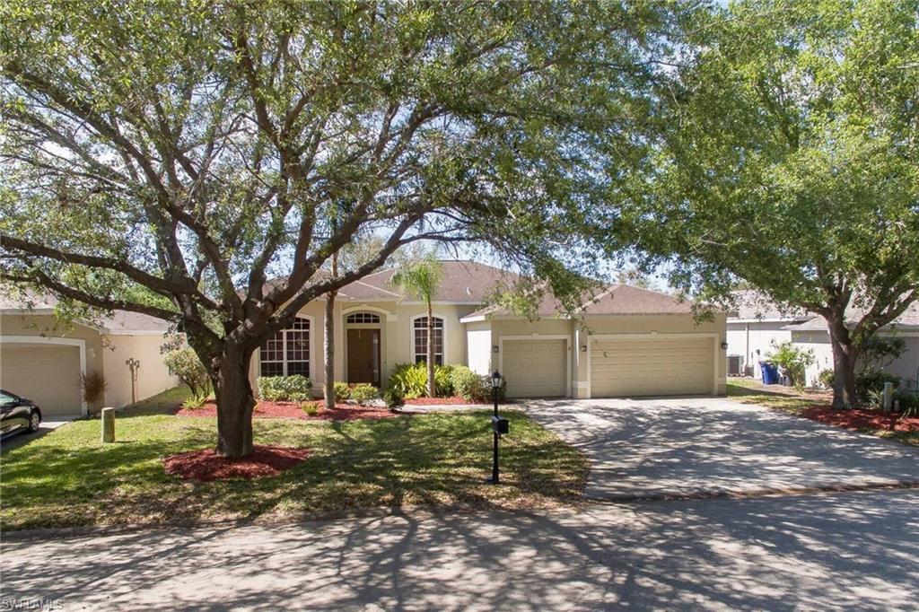 3 CAR GARAGE & 4 BDRMS in the popular LAKES AT THREE OAKS Community. A short walk down the street takes you to the Clubhouse, Pool/Spa, Gathering Room w/Kit, Fitness Ctr, Tennis, Pickleball, Basketball, Gazebo, Playground, Bar-B-Q Grill, & visiting Food Trucks! PERFECT KITCHEN FOR ENTERTAINING WITH ISLAND, SNACK BAR, LOADS OF CABINETS & COUNTER SPACE AND WORKSPACE/DESK. Wainscoting on some walls in Kitchen & Nook.VOLUME CEILINGS!! NEW HVAC in 2022. Newer 4 pc Kit Appliance Pkg. Several Niches thruout. SUPER SPACIOUS Master Bdrm with equally Spacious Bath boasting Private Water Closet, separate Tub & Shower & Dual Vanities. Guest Bath has door leading to Rear Lanai complete with numerous windows that bring in the summer breezes. Simplisafe Security System. Manual Hurricane Shutters.  NO storm damage.  Home backs to Three Oaks Master Association owned 7+ Acre Preserve/Conservation area.  Ideally located near Shopping, Eateries, FGCU, Beaches & RSW International Airport. NO City Tax, NO Flood Insurance required Zone C (check with your own Lender), and Seller has Survey for Buyer. Just a very lovely setting in a highly desirable neighborhood.