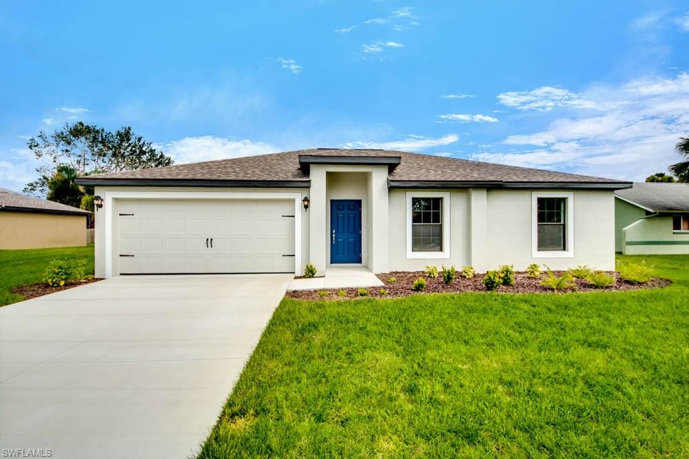 Home is under-construction and the expected completion date is July 12, 2018. The Brand New Vero floor plan is located in the beautiful Cape Coral. This spacious one-story home features 3 bedrooms, 2 baths, and is 1,270 square feet with a 2 car garage. Included in this beautiful new home, are new appliances, custom cabinets, sprinkler system in front and back yards, and a Homeowner Warranty.