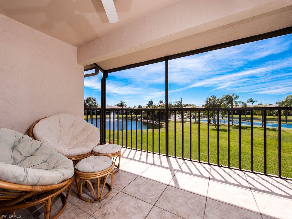 With southwestern exposure, the spacious lanai of Davis Lake 623 is an exceptional place to relax and enjoy the Florida sunshine well into the evening. One of only 20 units in the complex with a lanai of this size, 623 provides more space in the room where you’re likely to spend the most time. The view of the lake, fountain, lush landscaping, and community amenities create a beautiful setting for this second story unit. The lanai’s large updated tiles match the flooring in the kitchen, entry, and bathrooms, creating an attractive, unified appearance. Sold turnkey, the unit has tasteful tropical furnishings.  It has been wonderfully well maintained and is move- in ready.   Davis Lake is a fantastic community with an active social committee, a sparkling resort- style pool, an on- site manager and low association fees.  It is located only minutes from Sanibel and has nearby shopping, dining, golf, and Gulf access.  This is the Florida home you have been waiting to find!