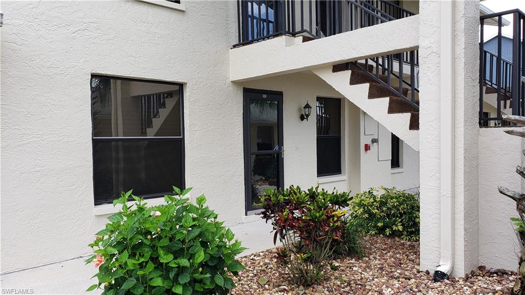 Beautiful first floor, waterfront condo recently remodeled replacing all kitchen cabinetry, granite counter tops, stainless appliances, SS sink, plumbing fixtures, hot water heater, HVAC, louvered doors, lanai windows, screens and porcelain planks on the lanai. In 2018 a roof replacement, exterior repaint, and driveway resealed in 2019. Boat docks available at no additional cost. One assigned covered parking spot conveniently located outside the front door and a second uncovered parking spot included. Low condo fees with only 16 units in this association. Golf carts welcomed. Condo is on an island surrounded by a natural inlet and just five minutes to the Caloosahatchee River. Great for fishing and boating; canoes and kayaks can be launched here. Close to churches, grocery stores, pharmacies and restaurants. Walk or bicycle to enjoy natural areas and wildlife. Low monthly fees of $339 includes Hazard Insurance, Flood Insurance, trash, water, sewer, landscape, dock and all outside maintenance. Live here full time, seasonally or use as rental property. Effortless living!