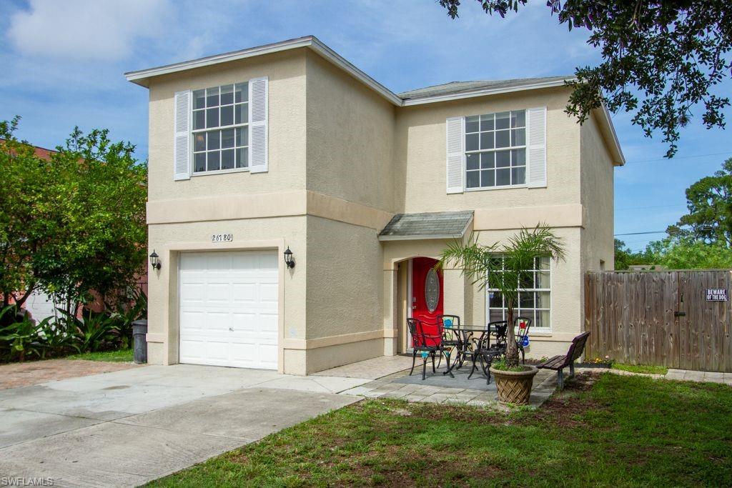 This two-story home is in an X500, NO FLOOD ZONE with NO HOA FEES! The three bedroom, two and half bath house has room for six cars in the driveway and an additional in the garage! It also features granite counter tops, stainless steel appliances, full security system with cameras, RainSoft water treatment system, NEW garage door opener and gently used 2.5 ton Carrier air system (2015) with an AirMaster Ultra air purification system. Enjoy the bonus storage area in the garage and a 10x12 storage shed outside. Live close to the sought after, downtown district of Bonita Springs offering something to do for everyone. Local attractions and amenities include Riverside Park, Bonita Springs Dog Park, Center for Arts, Bonita Disc Golf, Bonita Nature Place and much more. Easy access to I-75, shopping, restaurants and Barefoot Beach!