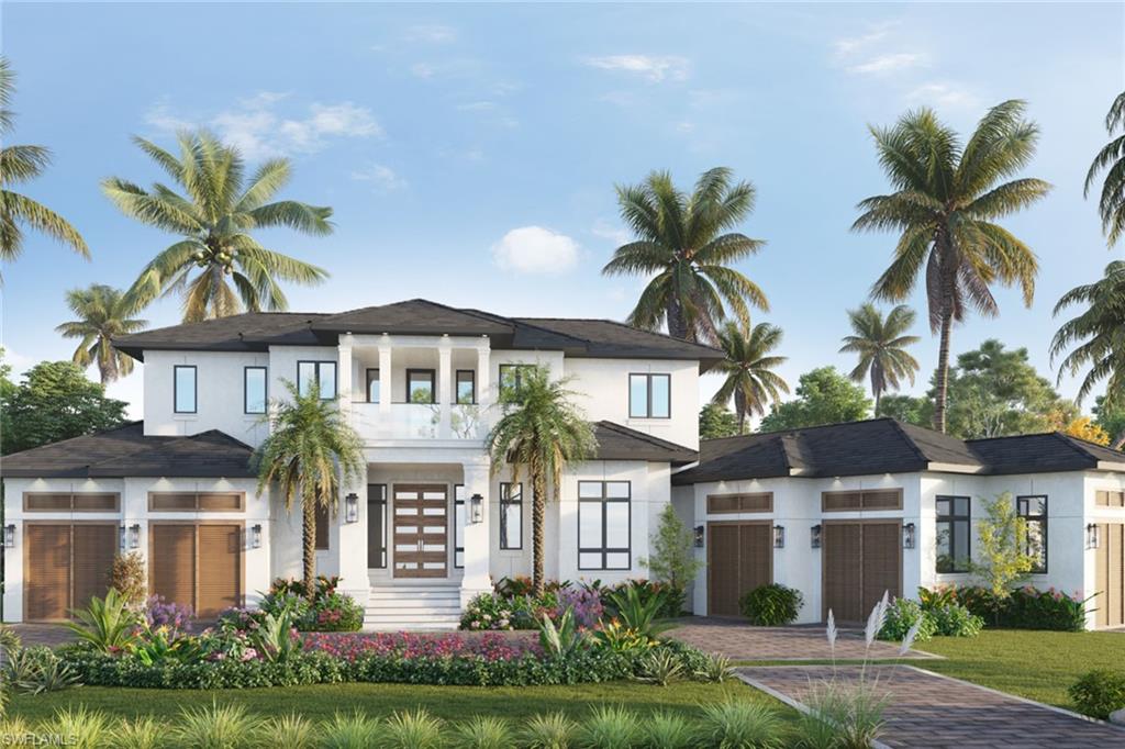 A waterfront masterpiece awaits in this new-construction residence with design and assembly being led by Falcon Design, Knauf-Koenig Group and Calusa Bay Design. Located on one of the most desirable streets in the Moorings, this two-story home features an elevator, six bedrooms plus study, six baths, three half baths, an impressive four-and-a-half-car garage, and will be offered with designer furnishings. The home’s open living spaces create a sophisticated and welcoming ambiance and will boast the highest quality features and finishes such as Legno Bastone wide-plank oak flooring, Ruffino cabinetry with Perla Venata Quartzite in the kitchen, a full suite of Wolf and Sub-Zero appliances, custom ceiling designs, luxurious finishes in every bath, a full smart-home system, plus much more. The home’s outdoor spaces will excite, with southwest bay views showcasing beautiful sunsets, first and second-floor lanais, a fireplace, outdoor kitchen, a resort-style pool/spa, and dock featuring boat lift. Located within walking distance to the beach, access to Moorings private beach and just minutes from the shopping and dining at Venetian Village and 5th Avenue.