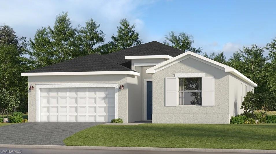 One or more photo(s) has been virtually staged, AI generated or rendered.  Last chance to buy new in North Fort Myers! Bayshore Ranch is a community offering a stunning selection of new single-family homes with an onsite event barn. This single-story home offers versatile living, with an open design among the dining room, kitchen and family room, which lead to a covered lanai for outdoor experiences. Surrounding the space are all four bedrooms, including the lavish owner’s suite with an adjoining bathroom and a large walk-in closet. A versatile two-car garage completes the home. Prices, dimensions and features may vary and are subject to change. Photos are for illustrative purposes only.