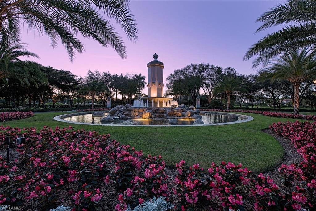 This home features an Great Room design in the highly desirable neighborhood of Cortile in Mediterra. Sliding glass doors lead from the Kitchen Nook and Great Room featuring the indoor-outdoor living sought after in Southwest Florida. Enjoy entertaining at the expansive covered outdoor spaces while watching the sun set over this lake and preserve view. Enjoy entertaining with a professional kitchen or grilling with the outdoor kitchen both featuring gas cooking.   Custom details include painted wood ceilings, wood floors, stone floors and a custom entertainment wall in the Great Room.  Additional features include an air-conditioned garage, wine room and more.  Located in the award winning community of Mediterra.