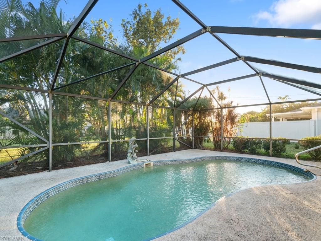 Welcome to this charming 3-bedroom, 2-bathroom home located in sunny Cape Coral! Spanning 1,303 square feet, this property is perfect for first-time homebuyers or savvy investors. The home boasts a desirable split floor plan, ensuring privacy and functionality for all occupants. Tile floors run throughout, offering easy maintenance and a seamless flow between spaces. Step outside to your personal oasis, complete with a sparkling screened-in pool, perfect for refreshing dips on warm days. The home also features a separate screened lanai, an ideal space for relaxing or entertaining guests year-round. The 2-car garage provides ample storage and parking, adding to the home's convenience. Recent updates make this property worry-free. A new roof was installed in 2022, and the HVAC system was replaced in 2019, ensuring modern efficiency and peace of mind. With city water and sewer services, you’ll enjoy dependable utilities. Set in a lovely Cape Coral neighborhood, this home offers the perfect blend of comfort, convenience, and opportunity. Whether you're looking to plant roots or expand your investment portfolio, this property checks all the boxes.