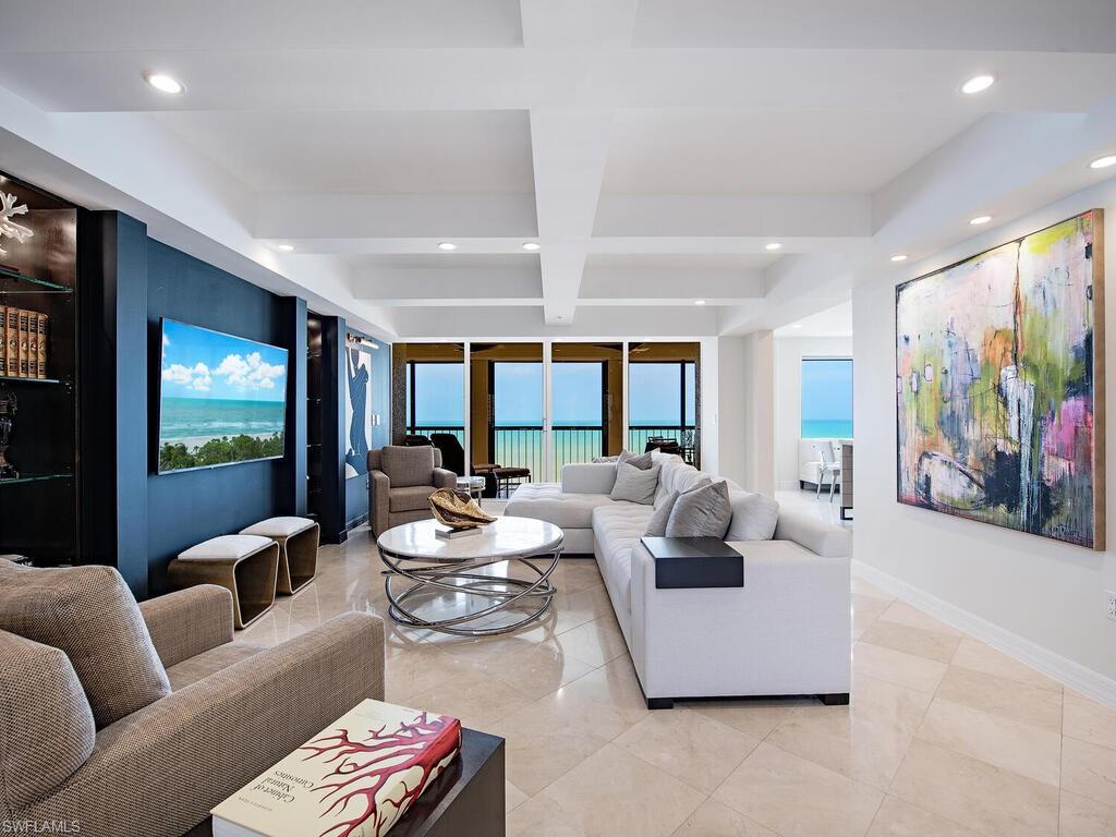 This IS the Beachfront Bay Colony Smashing Diamond you’ve been waiting for! This fabulously Re-Mastered Gem by renowned Contractor BCB Homes & Nigert Brace is destined to proudly exceed all your Florida dreams. Every inch of the thoughtful, stunning interior spaces & places offers an impressive menu of custom features & finishes, each showcasing exquisite master craftsmanship. This gem enjoys blissful, unobstructed, endless, private Gulf of Mexico views, further enhanced by the lull of somnambulant Gulf waves, soon to become your daily personal soundtrack. Enjoy the best of both worlds, as this property offers both tranquil Easterly sunrise and memorable Westerly sunset views from two separate generous screened lanais. A short beach walk away from The Ritz Carlton, Carlysle is a luxury Beachfront Bay Colony Tower, located directly on 2½ miles of pristine sugar white sandy beach, offering a World Class menu of both Bay Colony and Pelican Bay included membership privileges:3 private Beachfront Dining Clubs, attended Beachfront services, 3 active Tennis Clubs, and state-of-the-art Fitness. Artis Performing Center for the Arts, vibrant Mercato & Waterside Shops just steps away.