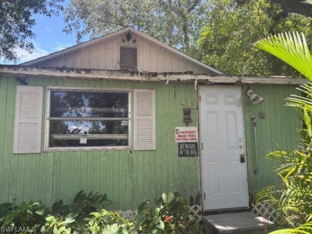 AUCTION.  Affordable fixer upper will require your renovation ideas.  Home features 2 beds, 1 bath and sits on a lot size of approximately 6795 sq ft.  A lot will be required to restore this cozy bungalow, but well worth the effort. Home is in close proximity to the heart of Fort Myers.  Property is sold as-is with NO property disclosure or inspection reports.  Additional interior photos to be added soon. CAUTION - Floors may be damaged, MOLD may be present. Make this one your next project.