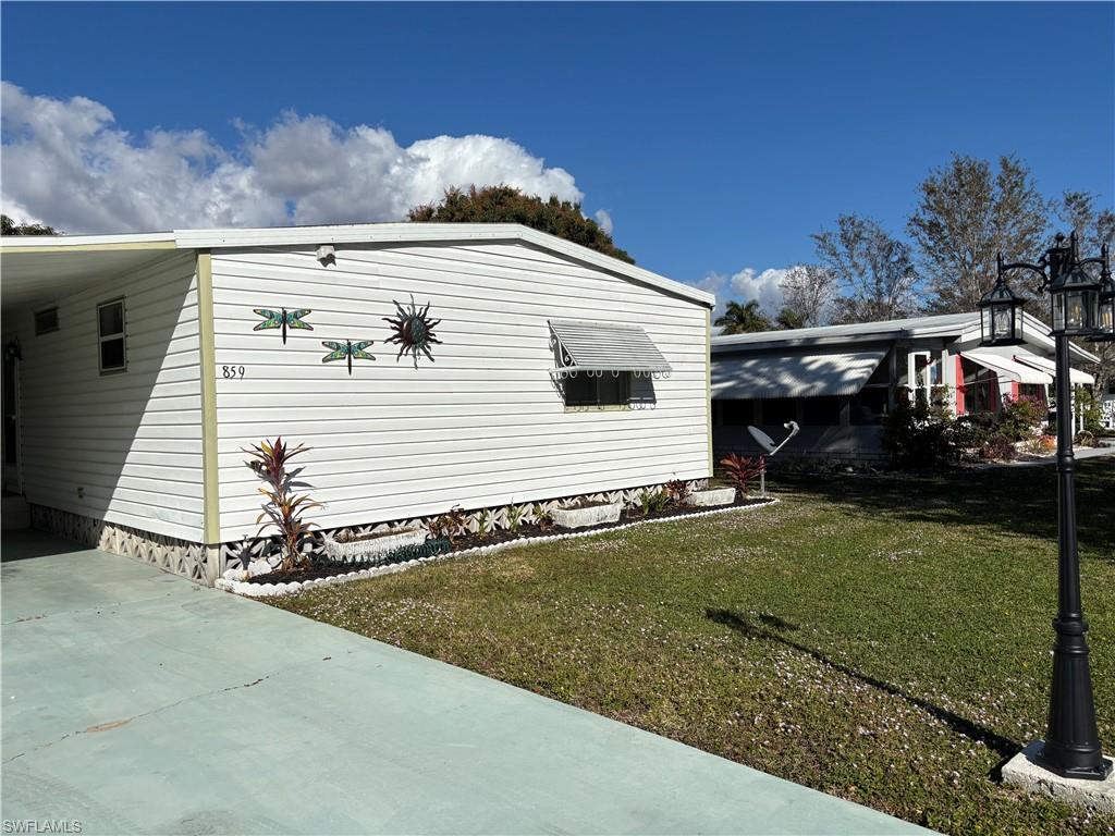 THIS LOVELY MANUFACTURED HOME FEATURES SPACIOUS ROOMS INCLUDING A FORMAL DININGROOM AND HUGE REAR LANAI. BRING YOUR BOAT AND LAUNCH AT THE COMMUNITY RAMP WITH ACCESS TO THE GULF OF AMERICA.BRING YOUR PUPPIES TO THIS 55+ PET FRIENDLY NEIGHBORHOOD. THERE IS NOT A BETTER DEAL IN NAPLES!! UPDATED WITH NEWLY RENOVATED KITCHEN AND BATHROOMS A BEAUTIFULLY MAINTAINED MANUFACTURED HOME IN RIVERWOOD 55 PLUS BOATING COMMUNITY. RIVERWOOD HAS LIMITED HOA FEES WITH FEW RULES AND REGULATIONS ALLOWING YOU TO LIVE AN AFFORDABLE RETIREMENT WITH THE FREEDOM YOU'VE ALWAYS DREAMED OF. THIS HOME FEATURES A RECENT ROOF AND HVAC AS WELL AS STAINLESS STEEL APPLIANCES, LAMINATE FLOORS THROUGHOUT AND SPACIOUS LIVING AREAS AS WELL AS A HUGE SLIDING GLASS WINDOW LANAI. LOCATED CENTRALLY NEAR ALL SERVICES, EATERIES, SHOPS, HOSPITALS AND ACTIVITIES THERE IS NOWHERE IN NAPLES YOU CAN LIVE AS AFFORDABLY. THIS COULD BE THE ONE YOU'VE BEEN LOOKING FOR. RIVERWOOD IS SINGLE FAMILY HOME OWNERSHIP WHICH MEANS YOU OWN THE LAND. THIS IS YOUR OPPORTUNITY TO RETIRE IN THE BEAUTIFUL FLORIDA SUNSHINE.