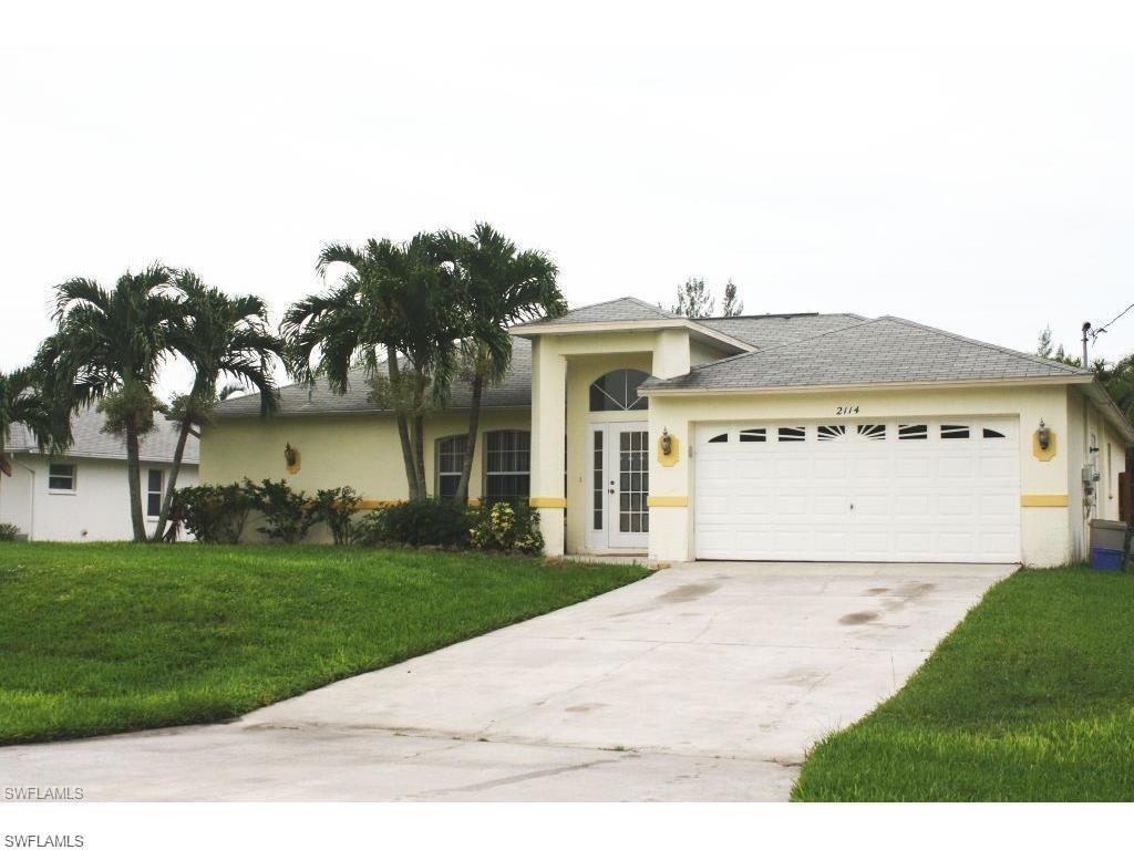 AVAILABLE AUG. 1ST! Fantastic POOL Home with clean 3 bedrooms, 2 bathrooms single family in an upscale neighborhood in SW Cape Coral close to shopping & dining. The house features an open floor plan with a spacious living room, kitchen with newer appliances and breakfast bar. House is tiled throughout. The south-facing pool is screened in and guarantees for lots of light and sun. Covered lanai, laundry room off the kitchen, 2 car garage. LAWN AND POOL CARE INCLUDED.