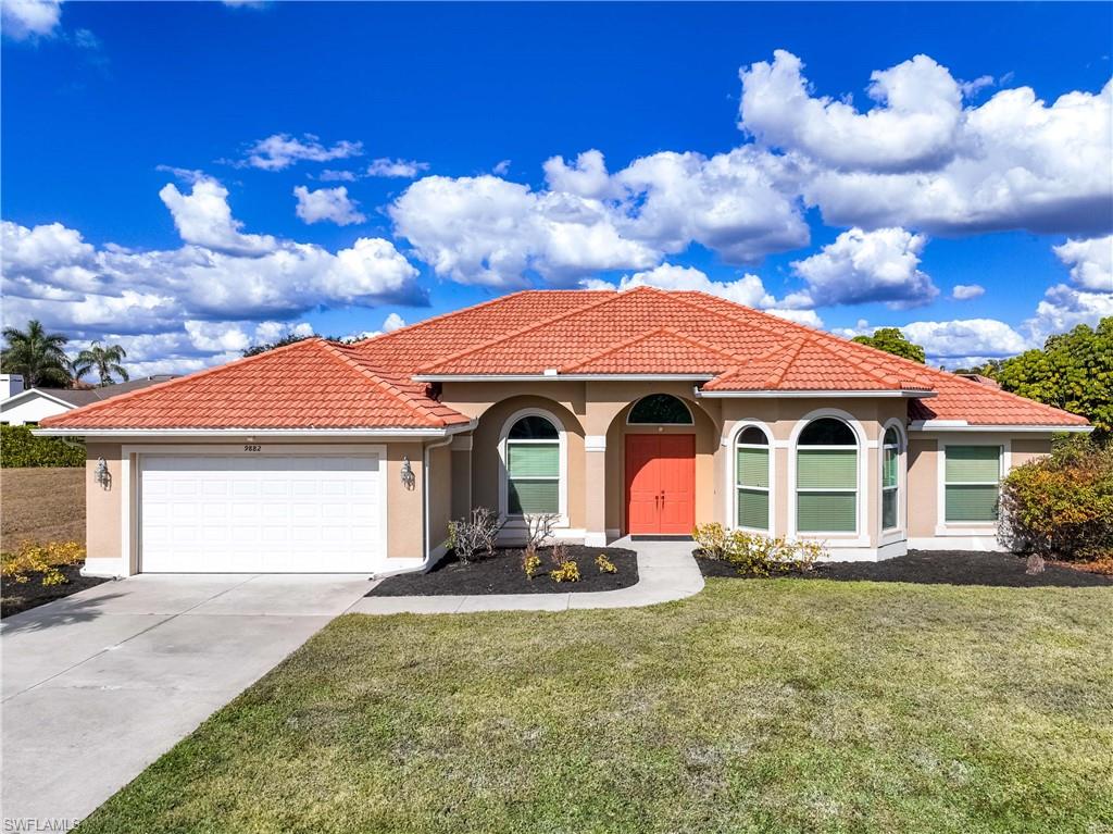 Annual Rental in the popular, gated Spanish Wells community available August 1st! Experience the best of Florida living in this beautifully maintained residence located just minutes from the sugar-sand beaches of Bonita Beach. This well-maintained home showcases a bright, open layout with impressive volume ceilings, elegant crown molding, and architectural tray ceilings that add both style and sophistication throughout the main living spaces and primary suite. The thoughtfully updated kitchen is a standout, featuring quartz countertops, custom cabinetry, and modern appliances—ideal for everyday living and effortless entertaining. The spacious primary retreat offers plush carpeting, dual walk-in closets, double vanities, a soaking tub, and a separate walk-in shower, creating a private, spa-like escape. Quality upgrades are evident throughout, including engineered hardwood flooring in the main living areas, impact-resistant windows and sliders, and an oversized garage with new epoxy flooring and generous storage space. Designed with comfort and accessibility in mind, the home also features wheelchair-accessible extra wide doorways and a roll-in shower in the guest bathroom. What truly sets this home apart is its exceptional convenience—with grocery stores, hardware stores, restaurants, cafés, and everyday shopping located just outside the community entrance. In addition, quick access to the nearby highway makes commuting effortless and places Southwest Florida International Airport just 20 minutes away, along with easy access to Naples, top medical facilities, fine dining, and upscale shopping. This home delivers the perfect balance of luxury, accessibility, and location!