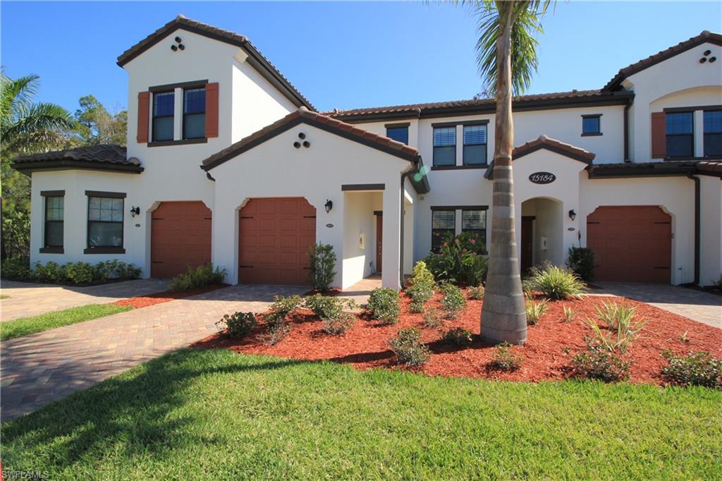 UPGRADES galore in this 2 bedroom/+Den, 2 bath, upper-level Coach Home. This residence has everything you've been looking for in the highly sought after area of North Naples. Crown molding throughout, custom paint, bead board, window treatments and fans make this a move-in ready home. Beautiful kitchen with soft close cabinets, granite counter tops and a large island with additional seating, offers versatility for entertaining. Master suite includes a large walk-in closet and over-sized glass shower. Split floor plan with full guest shower/tub bath. French doors lead to an office/den or additional living space. Other features include utility sink in laundry room, upgraded tile flooring, hurricane impact sliders and windows, fire sprinklers, security system, surround sound and more! Lanai provides peaceful views of the preserve and is tiled for extended living area. The community pool has large patio area with cabanas and community room available for resident use, also equipped with state of the art fitness room. North Collier Regional Park is within walking distance, and the nearly completed Oakes Farms organic Restaurant / grocery store, just minutes away. 1 Yr Home Warranty Inc.