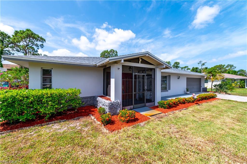 POOL home in the Villas. Spacious floor plan with a great flow from one room to the next.   Home has updated kitchen with wood cabinets, granite, and stainless appliances. Dining area off the kitchen.  Roof replaced in 2018. A/C replaced in 2015.  Updated guest bathroom.  Large lanai area overlooking the pool and large backyard(95 x 125 - room for gardening, swing set/games, i.e. corn hole toss & pets.) Mature landscaping. Pick your fresh fruit for smoothies or juice off your Mango, tangerine, tangelo and limon trees. Tile flooring throughout the home. Desirable Indoor laundry room w/laundry tub. Extra room off the laundry room for crafts,office space or small twin bed.  Double garage with pull down attic stairs. Underground utilities. Heat pump for the pool, take a dip all year round. 30 amp hook-up for a RV. Boats or RV's can be kept in the driveway or side yard.  One of the best locations in town!!  Convenient to Metro/Daniels, Cleveland/US 41 - Florida State College, Bell Tower, dining, shopping.  John Yarbrough Linear Park Trail.  Community has a children's play area. Streetlight in the front & back yard.