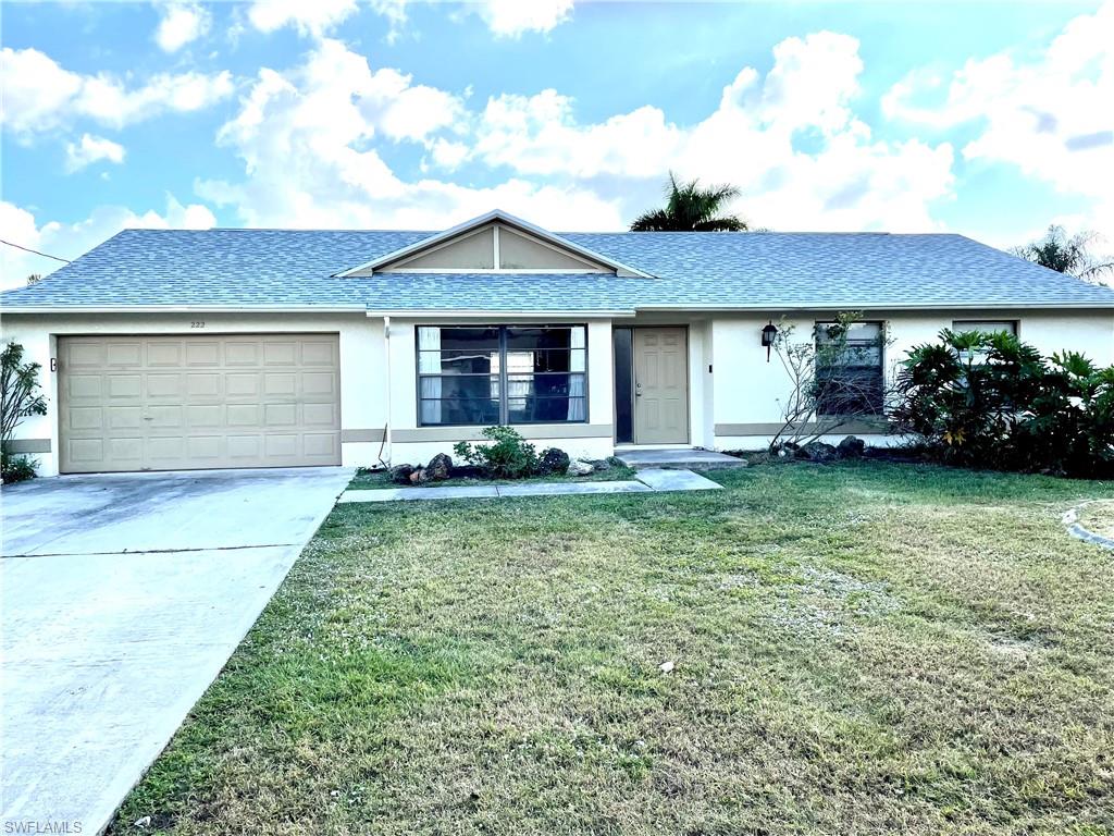 You will feel right at home from the moment you walk thru the front door! This charming home offers a
newly upgraded guest bath, tile flooring throughout and granite kitchen countertops. The large back
yard has plenty of room to add a pool.  A fantastic starter home or investment property located near
Pelican Elementary school and soccer fields, and just minutes away from restaurants, shopping and the
downtown Cape Coral entertainment district.  All assessments are in and paid! This little gem won't last long!!