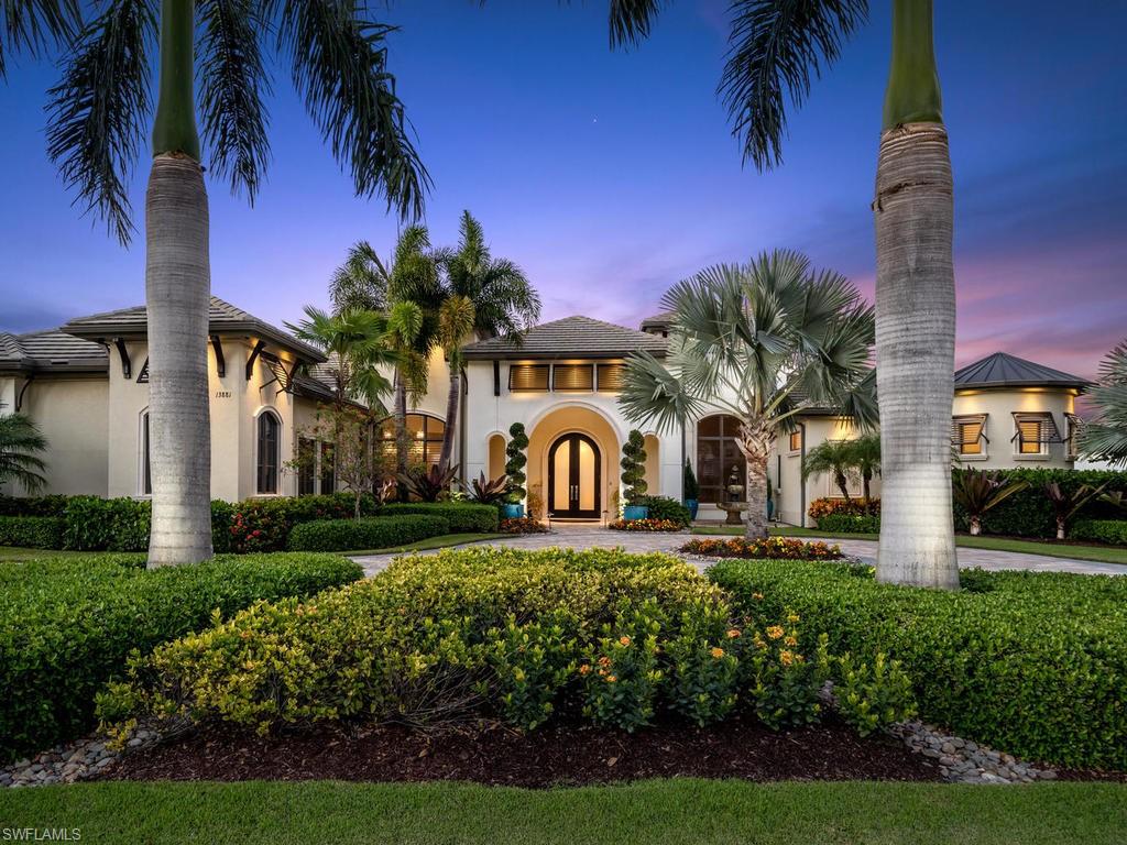 This exquisite Estate home offers luxury amenities and sophistication.  The thoughtfully designed great room floor plan includes a gourmet chef's kitchen, a master wing with an office, a guest wing with a second master and 2 additional en suite bedrooms, a stunning 500 bottle glass wine cellar, a gated motor court entry with 5 air conditioned garages plus covered carport, and motorized window treatments throughout the house and garages.  The expansive outdoor space, set in a park-like oasis, includes a kitchen with FireMagic grill, dishwasher and disposal, automated screens and storm shutters, and 7 fire features complimenting the newly tiled pool and hot tub area with water features and LED lighting.  Additional features include a Control 4 home automation system, camera monitored security, beautiful outdoor lighting, a whole house generator and a mosquito misting system.  This home is nestled in Naples premier Golf and Country Club Quail West and includes a coveted Barefoot Beach Club membership.