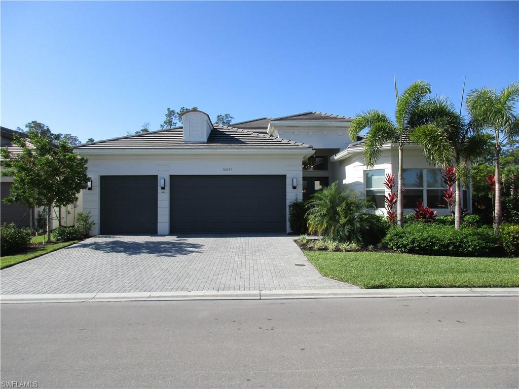 Fantastic "One of a kind" lot in Valencia Bonita. Your own private wildlife park. Incredible preserve views with adjacent green space on one side. See all photos. 3BR+study, 3.1 bath Julia model. Desirable southern exposure. Many custom options/extras including wood flooring, upgraded fixtures, expanded lanai, screened solar heated pool/fountain, and custom kitchen with additional cabinetry. All bedrooms have en-suite baths. Natural gas for range, dryer, and H/W heater. Impact windows and doors throughout. Incredible lifestyle community with an ultra exclusive clubhouse, pools, spas, restaurants, club rooms, tennis, pickle ball, bocce ball, entertainment spaces, and more.