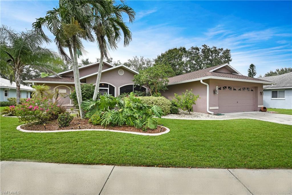 H.13676  Pool home in fantastic Fort Myers neighborhood! Eagle Lakes Estates is a well-established community situated next to the Eagle Ridge Golf Club that offers affordable membership fees and is open to the public. This home features over 2,200sf of living space in a classic living room/family room floor plan with a split bedroom design offering 3 beds+den (den could be used as 4th guest room due to built-in cabinets). All of the carpeting has been removed from the home, and the Seller(s) have the list price set with consideration that the Buyer will have to install new flooring. Screened front & rear lanais, cathedral ceilings, formal dining room as well as a breakfast nook, disappearing sliders, oversized laundry room with sink & storage, private backyard, and a remodeled master bath are just some of the reasons to call this house "home"! The a/c unit is only 3yrs old, in 2016 a new hot water heater was installed, 2017 the solar panels & system were replaced, and this year a new pool pump was installed. Convenient location with easy access to I-75, the Spring Training fields, the SWFL Int Airport, and the new Daniels Marketplace (Whole Foods, Mellow Mushroom, & much more).