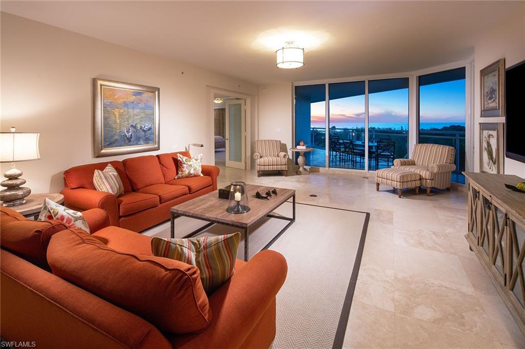 Located in the amenity rich and well-appointed Moraya Bay, this four-bedroom and a den unit offers sweeping views of the glistening Gulf of Mexico. Residents will revel in the endless sunsets spent on the gracious, open-air lanai with glass railings.  Floor to ceiling window walls and 9 feet ceilings provide light throughout the open layout. Additional notable features include a gourmet kitchen with gas appliances and butler’s pantry, fiber optics, Leviton lighting and private elevator entrance directly into the unit. Moraya Bay offers all the conveniences of a five-star resort with a beach club, pool and beachside service, concierge services, fitness center, restaurant, and 24-hour security.