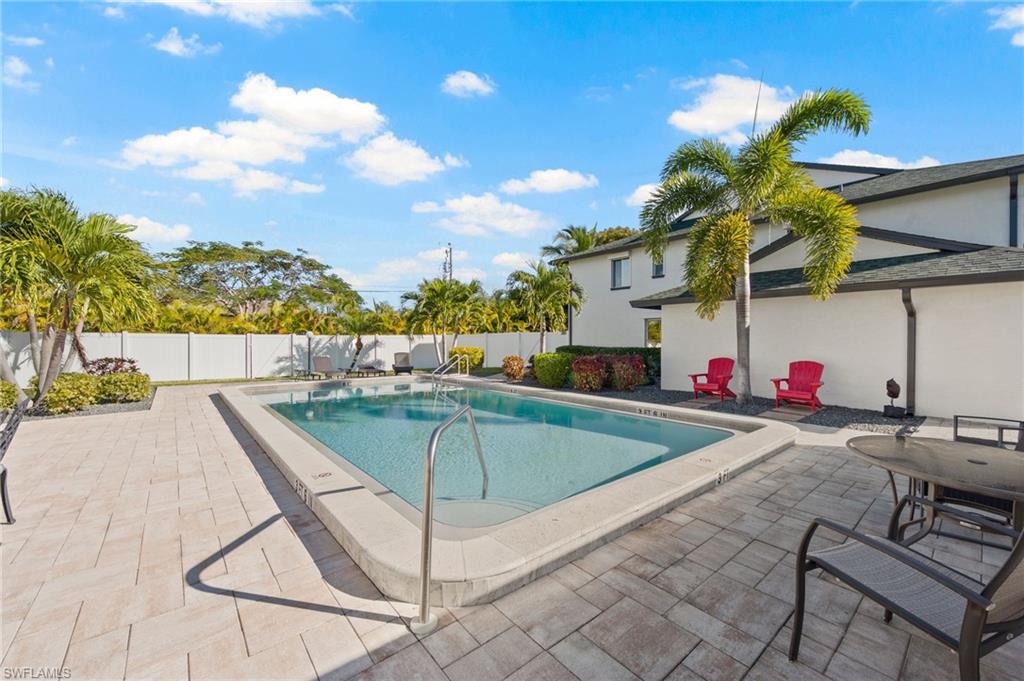 WARM WINTERS, low-maintenance, Florida living. Turnkey and move-in-ready. Water included! This well-maintained 2-bedroom, 2-bath Condo is located in desirable Southwest Cape Coral & comes equipped with everything you need. Designed for comfort and convenience, this beautiful Condo offers the perfect Home-base for enjoying sunny months in Paradise. Two sets of sliders lead to the private, screened balcony from the living area and primary bedroom. Eat-in-kitchen, Granite counter tops, workspace, extra cabinets and stainless appliances. Built-in shelving in closets. Stackable washer & dryer in unit with sizable laundry room and extra storage space. Step outside and take a short stroll to the community pool, ideal for relaxing afternoons or morning swims. Assigned covered parking and spaces designated for guests. Outdoor storage area. Within walking distance of shops, dining and local amenities, making it easy to enjoy an active, carefree lifestyle. Whether you’re savoring warm winter evenings, meeting friends for lunch nearby, taking a morning bike ride or simply soaking up the Southwest Florida sunshine, this Condo delivers low-maintenance, lock-and-leave lifestyle. Within driving distance of beaches, boating, golf courses and all that Southwest Florida has to offer. Welcome to your winter retreat in Cape Coral.