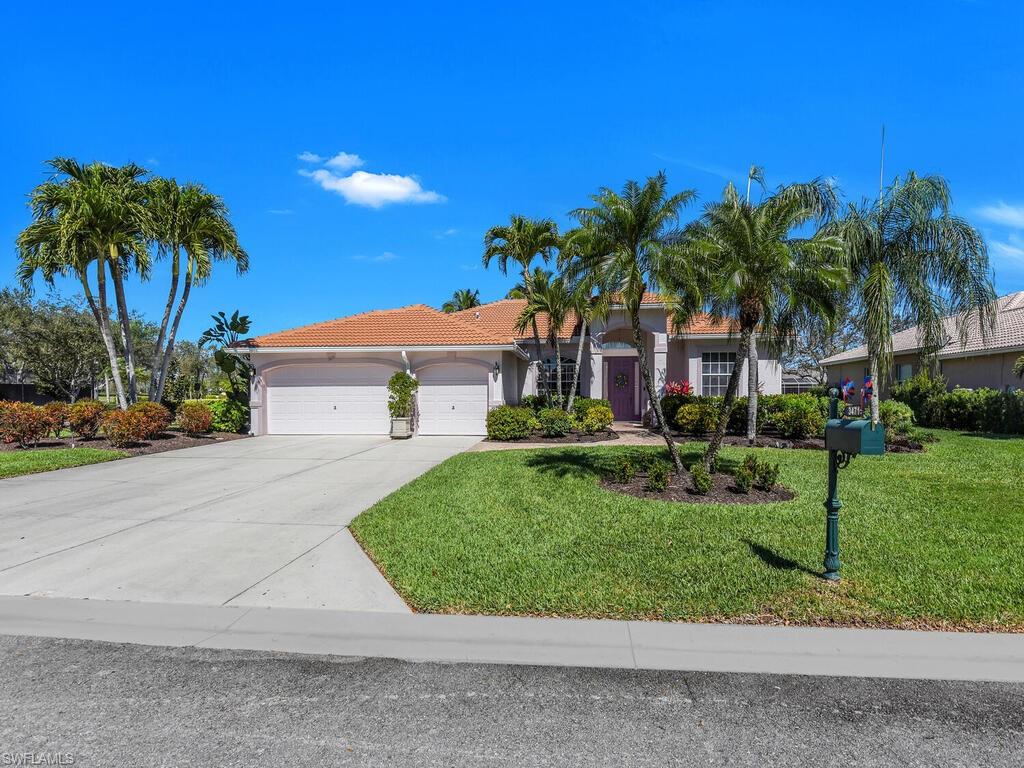 Welcome to Waterways of Naples! This move in ready single family home offers 3 bedrooms, 2 bathrooms, a three car garage, and is situated on one of the largest corner lots in the community! The large master bedroom offers an ample amount of closet space, private access to the lanai, and a spacious bathroom with soaking tub, walk in shower, and a dual sink vanity. The kitchen features stainless steel appliances and the laundry room comes equipped with a GE top load washing machine (2022)  and GE dryer (2021). Another feature you can appreciate in this home is the unique over sized lanai. A 3 ft high concrete wall encloses the brick paver lanai for you to enjoy an ample amount of screened in outdoor space -the lanai was re-screened & freshly painted in February 2024. This home has had some major components updated within the past few years including a new roof & front door in 2018, water heater & four ton A/C system installed in 2019, new smoke alarms installed in 2020, freshly painted exterior in 2021, and a new irrigation pump and A/C compressor installed in 2023. The windows and lanai area are protected by hurricane rated screens from Storm Catcher. The home is in a very convenient location within the community located just across the street from the community’s clubhouse, pool, and tennis & basketball courts, and is a short distance from the main gate giving you quick access in and out of the community. In addition, there is an entrance to the elementary and middle school from within the community, and residents have access to the on site storage lot to stow your boat or RV (an additional fee is required to use the storage space). Waterways is located within minutes of the new Big Corkscrew Community Park, the Collier County Fairgrounds, Publix shopping plaza, and just a few miles to Founders Square! This home has been loved by the originals owners for over 20 years and now there is an opportunity for you to make it your own!