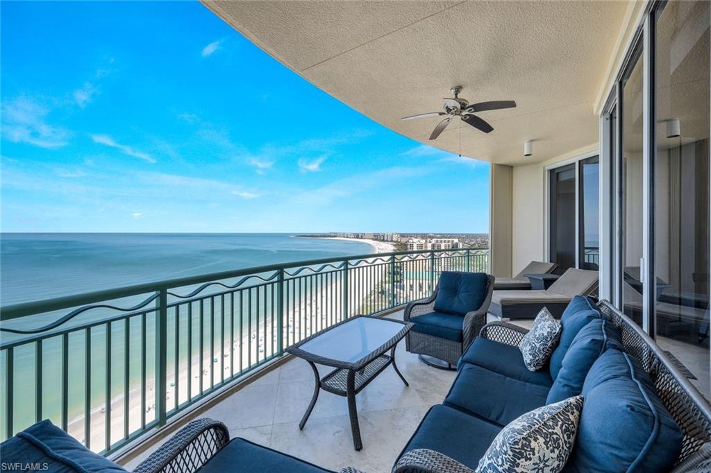Don't miss this incredible condo in the highly sought-after Veracruz building in the Gated, Luxury Community of Cape Marco! These rarely available units don't come on the market often.
This Lavish Condo boasts three ensuite bedrooms and a half bath near the family room. Each Guest Bedroom has a balcony with Sweeping Views of  Marco Island and the 10,000 islands. The Master Suite includes a sitting area and Views of the Gulf with access to the main lanai. The large Marble Shower,  dual vanities, jetted tub, and separate water closet with Bidet complete the Master Bathroom. You'll marvel at the Nightly Sunsets and Views that include the Gulf and extend all the way up Marco Island's Beach.
The Main Living Area offers a Fireplace and Custom Bar unique to this unit and perfect for Entertaining. The large Kitchen includes Custom Cabinets and is open to the beautiful Dining Room. You and your guests will enjoy Amazing Gulf Views while you dine, another unique feature of this condo.
The Veracruz offers two units per floor and elevator doors that can be locked for privacy. One of the most Posh Buildings on the entire Beach, the Veracruz amenities include a Fitness Center, Theater, Two Pools, Guest Suites, and the Cape Marco tennis courts and fitness center. In addition, Cape Marco has a private walkway to the Beach with gate access.
