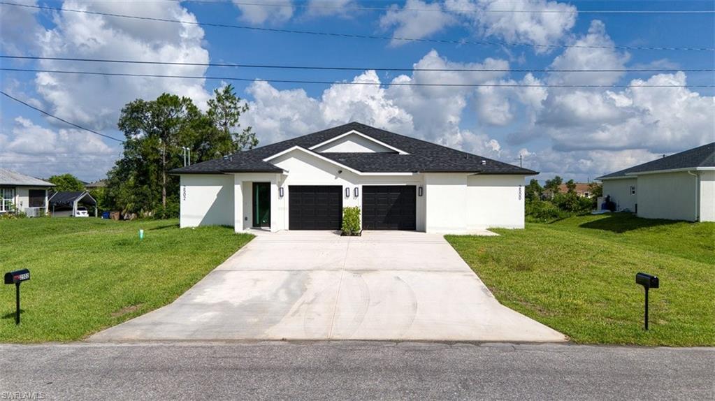 Brand-new construction duplex located in Lehigh Acres, just minutes from SR-82 with convenient access to Fort Myers. Each unit offers 3 bedrooms, 2 bathrooms, and a 1-car garage. The interior features an open floor plan with tile flooring throughout, modern finishes, and a spacious kitchen area. The property provides comfortable living with durable materials and a functional layout suitable for homeowners or investors. Excellent location near major roadways, shopping, and services. Easy to show.