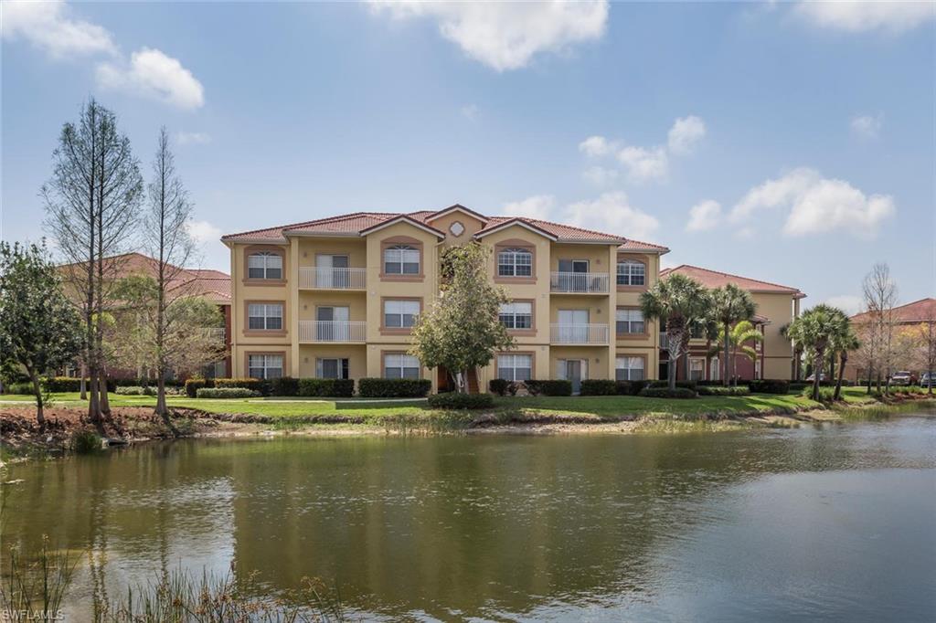 Beautiful top floor 2 master suites furnished unit in the Gardens at Beachwalk located less than 5 miles to Ft Myers Beach and Sanibel Island. Enjoy the beach during the day and a short ride home to resort style living at the community pool. The community has a vacation like atmosphere with resort style pool, spa and clubhouse with many amenities: fitness center, club house, billiard, air hockey, library, barbeque area. Enjoy lake and water fountains from your balcony, the best view in the community. This condo comes turnkey with an open floor plan, walk in closets in both bedrooms and a laundry room. Newer paint throughout and 9' ceilings. Additionally a storage room on the ground floor!!!Walk to shopping and restaurants, short drive to more shops, library and health care. Location, Location, Location make it your vacation Hideaway.