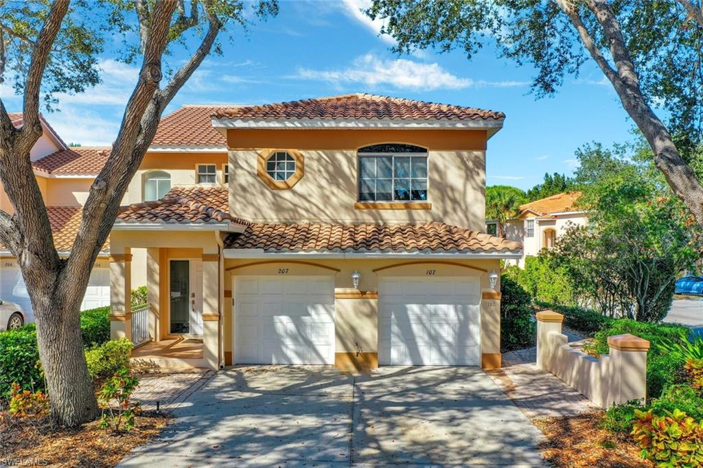 C12455 Wonderful opportunity to own a slice of paradise in Las Brisas at Spanish Wells!  This ground floor, end unit is light and bright and comes with an attached garage.  Recent improvements include newly installed luxury vinyl plank flooring, new kitchen appliances, new washer and dryer, Hunter Douglas blinds, new carpet, and a reverse osmosis water system.  The master suite is complete with a spacious walk-in shower, dual vanities, soaking tub, and a tiled walk-in shower.  The screen enclosed lanai is a great place relax and enjoy the tranquil surroundings!  This unit is conveniently  located just steps to the community pool!  Optional memberships are available at the Spanish Wells Golf & Country Club which boasts a 27 hole Gordon Lewis designed course, fitness and wellness center, pickle ball, tennis, bocce, and social activities!  Spanish Wells is Centrally located near SWFL’s finest beaches, casual and fine dining options, shopping, and live entertainment!