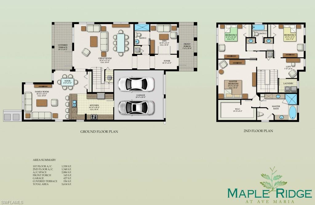 NEW SINGLE FAMILY CAPLES HOME, TWO STORY, ELEVATION 1 AT MAPLE RIDGE AT AVE MARIA, READY FOR IMMEDIATE DELIVERY. MEDITERRANEAN STYLE 3 BEDROOM, 3 BATH HOME WITH GREAT ROOM, FAMILY ROOM, NOOK, DEN, LOFT AND 2 CAR GARAGE. LAUNDRY ROOM UPSTAIRS IN RESIDENCE. STAINLESS STEEL APPLIANCES, GRANITE COUNTERTOPS, EUROPEAN STYLE WOOD CABINETRY IN KITCHEN. MARBLE VANITY TOPS IN MASTER BATH WITH DUAL SINKS AND SEPARATE ROMAN TUB AND SHOWER, WALK-IN CLOSETS. LESS THAN A BLOCK FROM PUBLIX AND TOWN CENTER. AMENITY CENTER IN COMMUNITY PLANNED.
