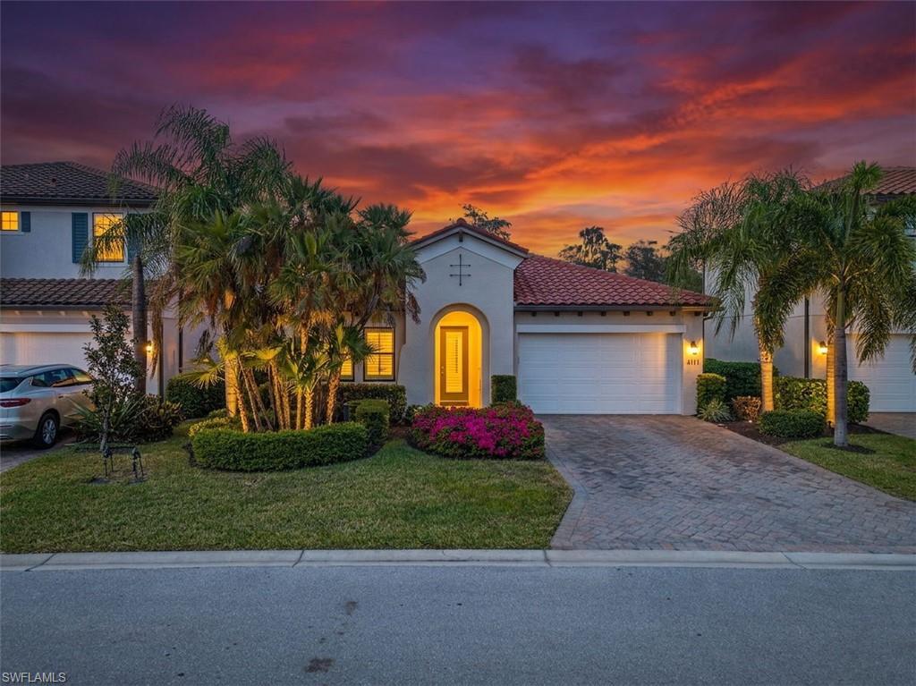 As you step inside this charming 3 or 4 bedroom, 3.5-bathroom pool home, complete with a flex room and a versatile bonus room you are greeted by an open floor plan with high ceilings and large windows. The living area seamlessly flows into the kitchen and dining space, creating an ideal environment for gatherings. The kitchen features stainless steel appliances, granite countertops, custom cabinetry, and a large island with a breakfast bar that is perfect for preparing meals or casual dining. The primary suite offers a peaceful space with ample room for rest and relaxation. It includes a large custom walk-in closet, an en-suite bath with dual vanities and an glass-enclosed shower. A flex room provides an ideal home office, a den or hobby room, while the expansive bonus room offers endless possibilities such as a home theater, gym, or a fourth bedroom. Step outside to your own private paradise, featuring a sparkling pool and lanai area with room for lounging and entertaining. The outdoor space is surrounded by lush landscaping, providing privacy and tranquility. Situated between Vanderbilt Beach Road & Immokalee Road, this home is just minutes from Founders Square, Logan Landings, shopping, and golf courses. You'll also enjoy easy access to top-rated schools and all the vibrant amenities that Naples has to offer. The home is part of a gated community that provides access to a variety of amenities, including a resort style pool, basketball court, a clubhouse, and fitness facilities. Whether you're looking for a permanent residence or a seasonal getaway, this property is the ideal place to call home. Schedule your private showing today!