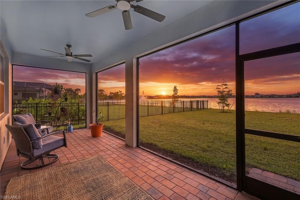 This beautifully crafted 2025-built home is located in the desirable gated community of Stonewater! Offering modern finishes, thoughtful upgrades, and peaceful lake views, this 4-bedroom, 2-bath home delivers the perfect blend of comfort, style, and low-maintenance living. From the moment you arrive, you’ll appreciate the screened front entry, attractive curb appeal, and the added peace of mind that comes with being located in a NO FLOOD ZONE—meaning no required flood insurance. Built with today’s homeowner in mind, this home features impact-resistant doors and windows, exterior gutters, and a newly installed 50-amp generator hookup for added convenience. Inside, the open-concept floor plan offers a bright and inviting living space with modern touches throughout. The kitchen showcases granite countertops, 42-inch cabinetry, stainless steel appliances, and plenty of storage. Additional upgrades include upgraded baseboards and casings, custom window treatments, SMART-home capabilities, and six newly added ceiling fans for enhanced comfort. The epoxy-finished garage floor adds a clean, durable upgrade to the oversized 2-car garage. Relax and enjoy the peaceful lake views that create a beautiful backdrop for your everyday lifestyle. Stonewater offers an impressive array of amenities including a community pool, fitness center, playground, tennis courts, and scenic sidewalks—all with low HOA fees. This move-in-ready home combines newer construction, energy-efficient features, modern technology, and resort-style community living. Don’t miss the opportunity to make this exceptional Stonewater property your own!