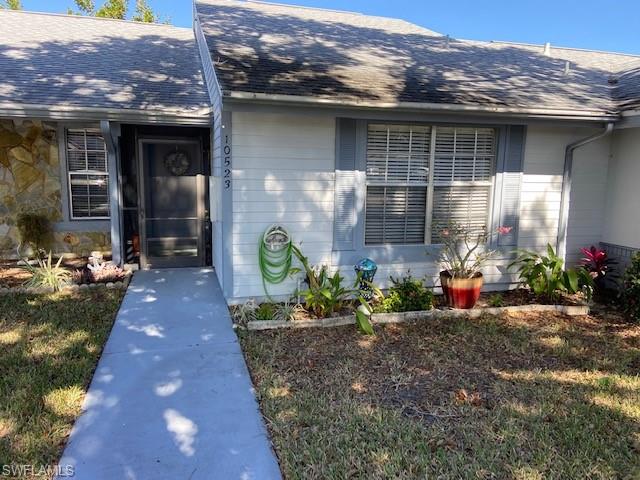 Very desirable Beacon Square Community!! One of the larger units in Beacon Square. This home features 1,140 sq. ft. of living area, 2 bedrooms, 2 baths with a split floor-plan. The home has lots of storage spaces inside and outside of the unit. An inviting screened lanai extends outdoors with a private area surrounded by palm trees, offering a relaxing additional outdoor space. The community provides easy access to roads leading to Southwest Florida International Airport, Gulf Coast Town Center, and Florida Gulf Coast University. This Deed Restricted 55+ community is friendly, charming, and can be your perfect retirement or vacation home. Enjoy the community pool, BBQ Picnic, and Cabana areas in this professionally managed condo association in the heart of Southwest Florida. Lawn care, pest control, roof, and common areas maintenance are included in HOA. Welcome home!