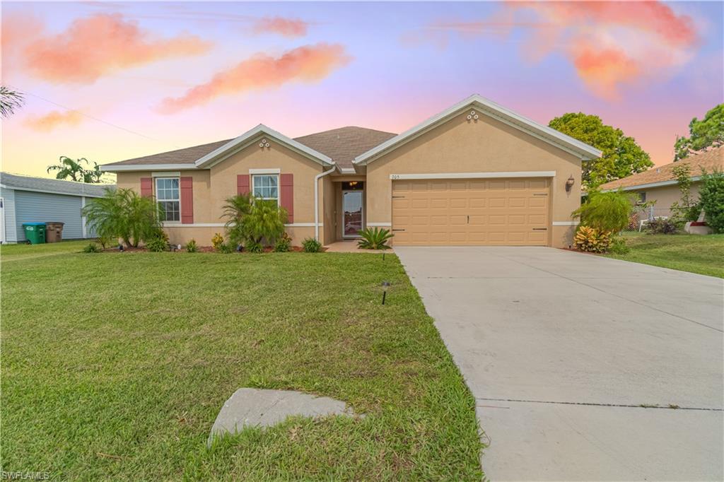 Built in 2016, ASSESSMENTS IN AND PAID! You don't want to miss this gorgeous, 4 bed 2 bath home near dining and shopping in highly desirable SW Cape Coral. This home features a large great room floor plan with split bedrooms and an expansive screened in lanai. This home is perfect for entertaining and features a large island style kitchen with breakfast bar seating and eat in kitchen. With almost 2,100 square feet, you will have plenty of room to enjoy. Key features include: 2 car garage, lawn irrigation, island style kitchen with custom backsplash, a suite of kitchen appliances included, large open floor plan, walk in pantry, lots of closet space, washer and dryer included, large bedrooms, upgraded ceiling fans throughout, large master bathroom with walk in closet and so much more. The kitchen is perfect for entertaining and has direct access to the screened in lanai from the breakfast nook. There is plenty of room for a pool to complete this dream home. Furniture in the home is negotiable, so don't miss out on this rare opportunity. Schedule your showing today before you miss out on this opportunity and it's just another home SOLD! CLICK THE LINK TO VIEW THE VIRTUAL TOUR.