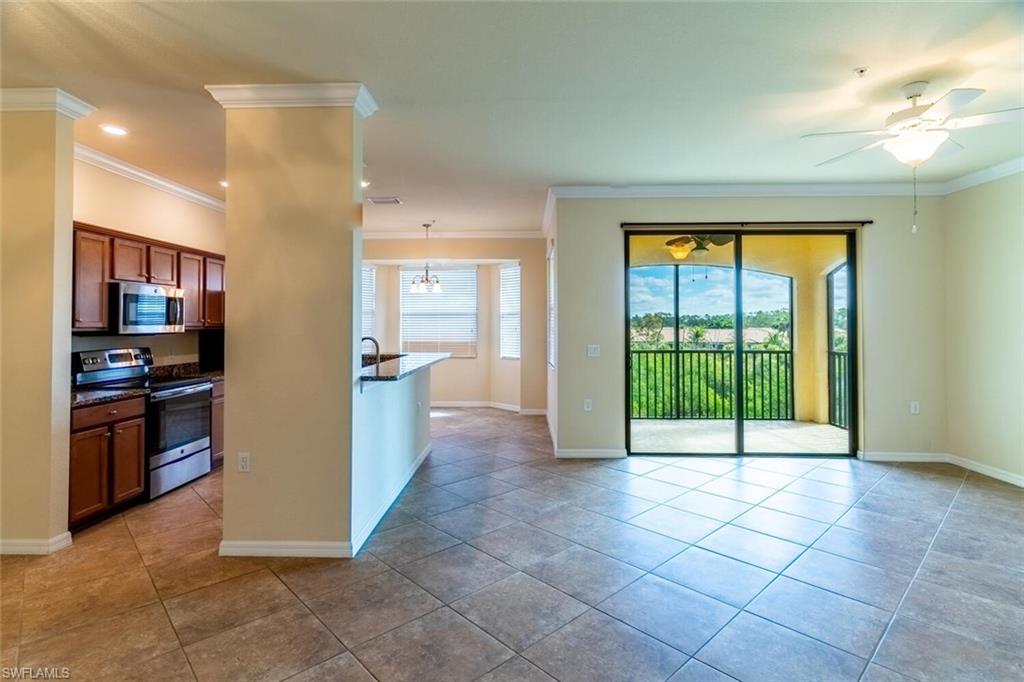 Available for immediate occupancy, brand new floors in the bedrooms! Fantastic location, beautiful unfurnished 2/2 top floor Bellini in Treviso Bay with social membership, one assigned covered carport, private storage locker, and preserve views. Stainless steel appliances, washer & dryer included. Rent includes basic cable service, wireless internet services, and water. Tenants are responsible for electric, cable/internet hook-up, and annual dining minimum. The Social Membership includes access to two onsite restaurants, state-of-the-art fitness center, spa, salon, lagoon/lap/satellite pools, tennis courts, bocce ball, pickle ball courts, basketball court, onsite instructors, and more! Owner would consider a small well-behaved dog with a pet fee. Tile throughout and brand-new laminate in the bedrooms, no carpet.