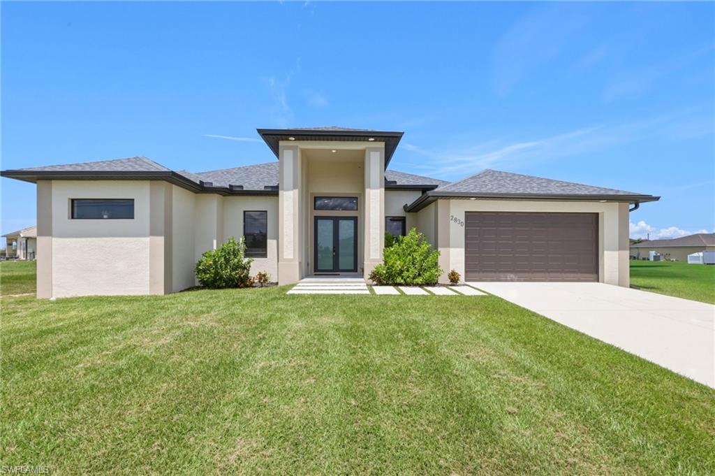 Built in 2024, this beautifully designed residence offers 2,366 sq ft of modern living space featuring 3 bedrooms plus a spacious flex room/den, 3 full bathrooms, and an exceptional open-concept layout. The oversized primary suite includes a luxurious spa-inspired bathroom with dual vanities, dual walk-in showers, and generous closet space. The expansive family room is highlighted by an impressive 4-panel sliding glass door, creating seamless indoor-outdoor living while filling the home with natural light and opening directly to the screened lanai and stunning pool area. The contemporary kitchen, high ceilings, quality finishes, and thoughtfully designed floor plan make this home ideal for both everyday living and entertaining.Enjoy Florida living at its finest with a beautiful private pool, perfect for relaxing or hosting family and friends year-round.Located in one of the fastest-growing areas of Northwest Cape Coral, this property offers convenient access to shopping, restaurants, schools, parks, golf courses, public boat ramps, and the expanding Burnt Store Road corridor. The neighborhood is known for its newer construction, wider streets, and continued residential and commercial development, making it an excellent location for both homeowners and investors. Easy access to Punta Gorda Airport, Southwest Florida International Airport (RSW), Matlacha, Pine Island, and the beautiful Gulf Coast beaches adds even more value to this exceptional location.