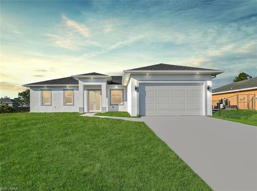 NEW CONSTRUCTION! OFFERING UP TO $10,000 TOWARDS BUYER’S CLOSING COSTS. Single family home READY TO MOVE!! BUILT with integrity & high quality by local builder. Luxury features throughout- gorgeous porcelain tile flooring, quartz countertops, high-end light fixtures/fans/hardware, security system w/ 2 cameras & wired for more to be added if desired at an extra cost, ALL IMPACT RESISTANT WINDOWS, open concept kitchen (w/ designer cabinets, cooktop and stainless steel appliances), USB outlets (2 in each room), bathroom mirrors have LED Smart light on perimeter, porcelain backed bathroom vanities, frameless glass shower enclosures, and soffit lighting on exterior. You will love the comfortable layout- great room design, split bedroom floor plan, volume ceilings, lots of storage space, rear lanai, and a 2-car garage. Very convenient location w/ easy access to SR 82, Gateway, lots of shopping/dining options, and community parks, public golf courses, & boat ramps. Plus, you will be just a short drive to the Spring Training fields of the Red Sox and the Twins!