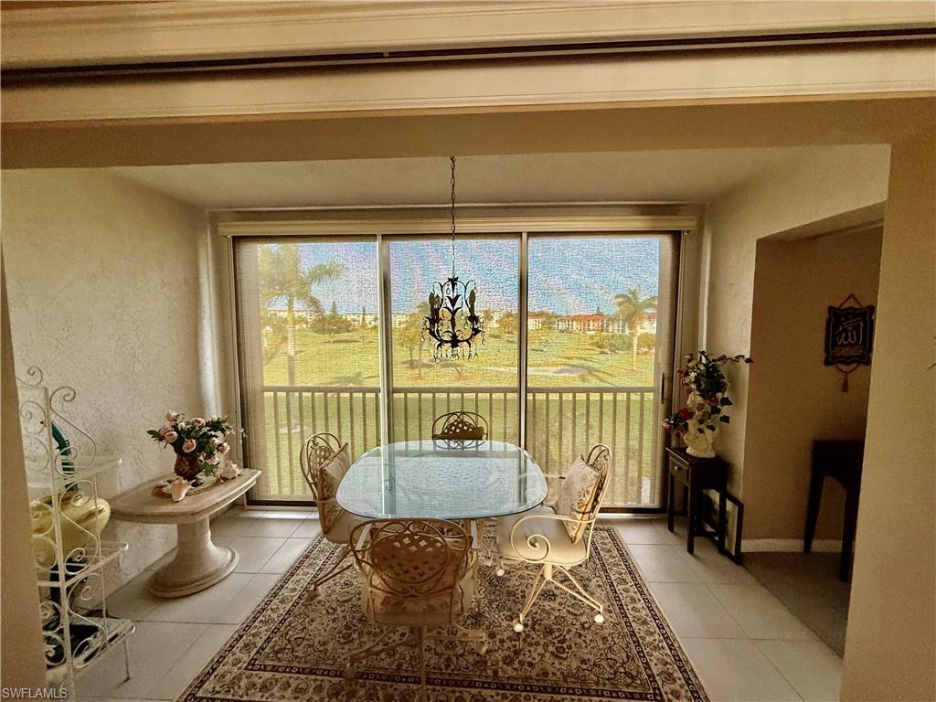 RARELY AVAILABLE condo in Building #1 at High Point Country Club INCLUDES GOLF MEMBERSHIP for 2! This unit is ideally located close to the clubhouse, offering easy access to all the community's amenities. 
Soak up the sun on Gulf beaches just 1 mile away. Well-maintained condo embraces a positive ambiance and has a spectacular view of the golf course. Updates like crown molding and chair railing in the living area. The primary bedroom offers a spacious walk-in closet and an en suite bath. Additional features include a kitchen with matching appliances, a generous-sized guest room, and a convenient storage cage for all of your golf and beach gear.  This community is booming with  social and recreational activities, from a renovated 9700 sq ft clubhouse with in season dining, 6 heated pools, and yoga classes to 4 tennis courts, 2 pickleball courts, a pro shop, curated social gatherings, and so much more— there's something for everyone. And with downtown 5thAve, Waterside, Mercato, and Naples Philharmonic just a stone's throw away, convenient access to entertainment options and dining establishments is ensured. This condo offers a lifestyle that seamlessly integrates upscale living, recreational amenities, and coastal charm. 55+