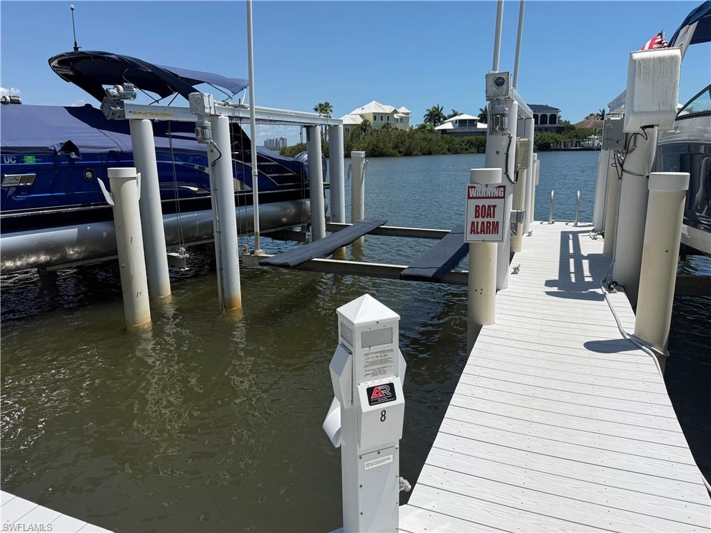 Barefoot Boat Club WS-8 is Perfect for Pontoons, Catamarans and Near Shore boats with max specs of 9k lbs. 30'L x 9'6"W. Least expensive boat slip with boat lift offering 24hr boat access. Marina is located just minutes to the wide open Gulf via Wiggins Pass or New Pass or take the intercoastal to Estero Bay North to Ft. Myers Beach, Sanibel and beyond. Members enjoy premium amenities, including a clubhouse with bayside pool, tiki hut, kitchen, restrooms and bags of ice and on site marine grade fuel. Service Racks are available for service and detailing.