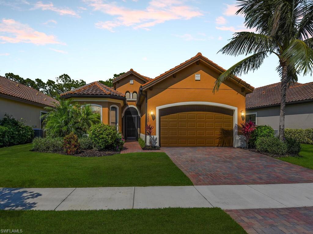 Beautiful 2014 home in the quietest location within a gated community only 6 miles from the Gulf in exceptional condition! Built by Minto Communities, the Palermo floor plan with 2 bedooms plus a den features an entry foyer, formal dining room and great room with tray ceilings, sunny covered lanai and extended screen enclosed patio with a natural preserve view. The well-appointed gourmet kitchen boasts a large center island, fine white cabinetry, ample cabinet & granite counter space. The primary bedroom suite includes dual closets, a primary bath with dual vanities and a large glass-enclosed shower. Second bedroom and den share a full bath and there's an inside laundry room with ceramic tile floors throughout. Many upgrades & features as well as impact doors & windows for storm protection! Turnkey furnishings available too! Bonita Isles offers resort-style living with a clubhouse, large heated pool, exercise room, tennis courts, pickleball, outdoor grill area, activities calendar and more! Conveniently located near golf courses, shopping, dining and entertainment venues. Minutes to beautiful Gulf of Mexico beaches & RSW! LOW HOA fees & NO CDD! Ask about special financing options!