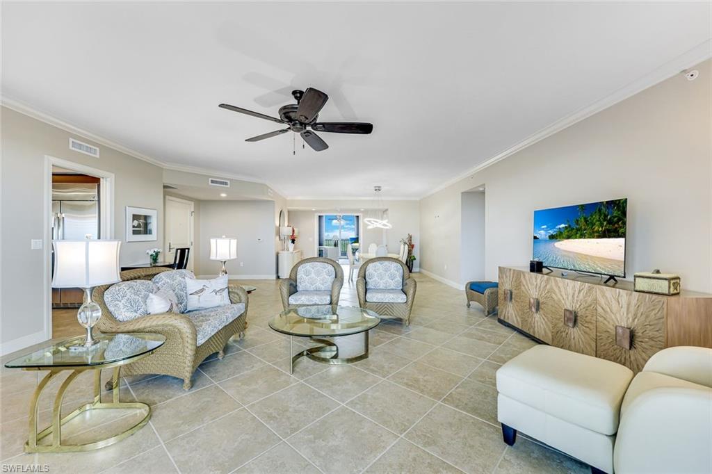 Discover the stunning beauty of this impressive 3 bedroom / 3.5 bath condominium, designed with a modern flair that captivates the senses. Imagine yourself relaxing on the expansive screened lanai, where you can immerse yourself in breathtaking views of the bay and the enchanting Marco skyline at sunset. 

The heart of this home is the deluxe kitchen, meticulously updated to feature a striking one-level bar that serves as a focal point for gatherings. Adorned with luxurious granite countertops, this space is not only functional but also visually stunning. The kitchen showcases a beautiful tile backsplash that adds texture and style, along with high-end appliances that cater to the gourmet chef in you.

Throughout the condominium, you'll find a harmonious blend of tile and wood floors that create a warm and inviting atmosphere. Modern light fixtures illuminate the spacious interiors, highlighting the open floor plan that flows effortlessly from room to room. The sophisticated owner's suite serves as a personal retreat, complete with a luxurious bath that promises relaxation and rejuvenation.

On the opposite end of the condo, two additional bedrooms provide ample space for guests or family, each featuring its own lavish bathroom for convenience and privacy. Both bedrooms offer access to their own open lanai, allowing for a seamless indoor-outdoor living experience.

Lesina is not just a residence; it's a magnificent tower that offers an array of world-class amenities to enhance your lifestyle. Enjoy the convenience of two well-appointed guest suites, a tranquil library for quiet reading, and a social room for gatherings and events. The majestic lobby welcomes you and your guests with elegance, while the state-of-the-art theater provides entertainment at your fingertips. Stay active in the fully equipped fitness center and unwind in the opulent pool and spa, all complemented by secure underground parking and a host of additional features designed for comfort and convenience.