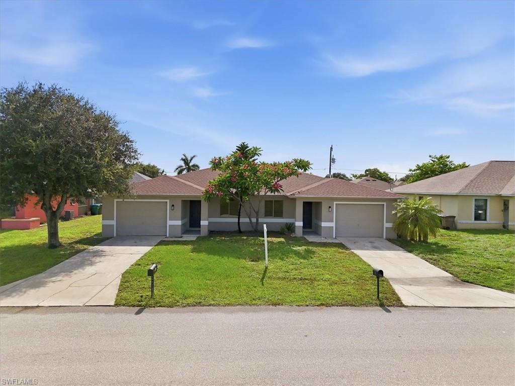 Excellent investment opportunity or owner-occupant option! This well-maintained duplex features two spacious 3-bedroom, 2-bathroom units, each with its own private entrance, 1-car garage, and screened lanai. Freshly painted inside and out, the property offers a clean, move-in-ready appearance. One unit features tile flooring throughout, while the other includes a combination of tile and laminate flooring for easy maintenance. Each unit offers an open living and dining area, a functional kitchen with ample cabinet and counter space, generously sized bedrooms, and interior laundry space. The screened lanais provide additional outdoor living space overlooking the backyard.
Located in a convenient Cape Coral neighborhood with easy access to shopping, dining, schools, parks, medical facilities, and major roadways. City water and sewer assessments are paid in full, providing added value for the new owner. Whether you're looking to expand your investment portfolio or live in one unit while generating rental income from the other, this duplex offers flexibility, functionality, and long-term potential.