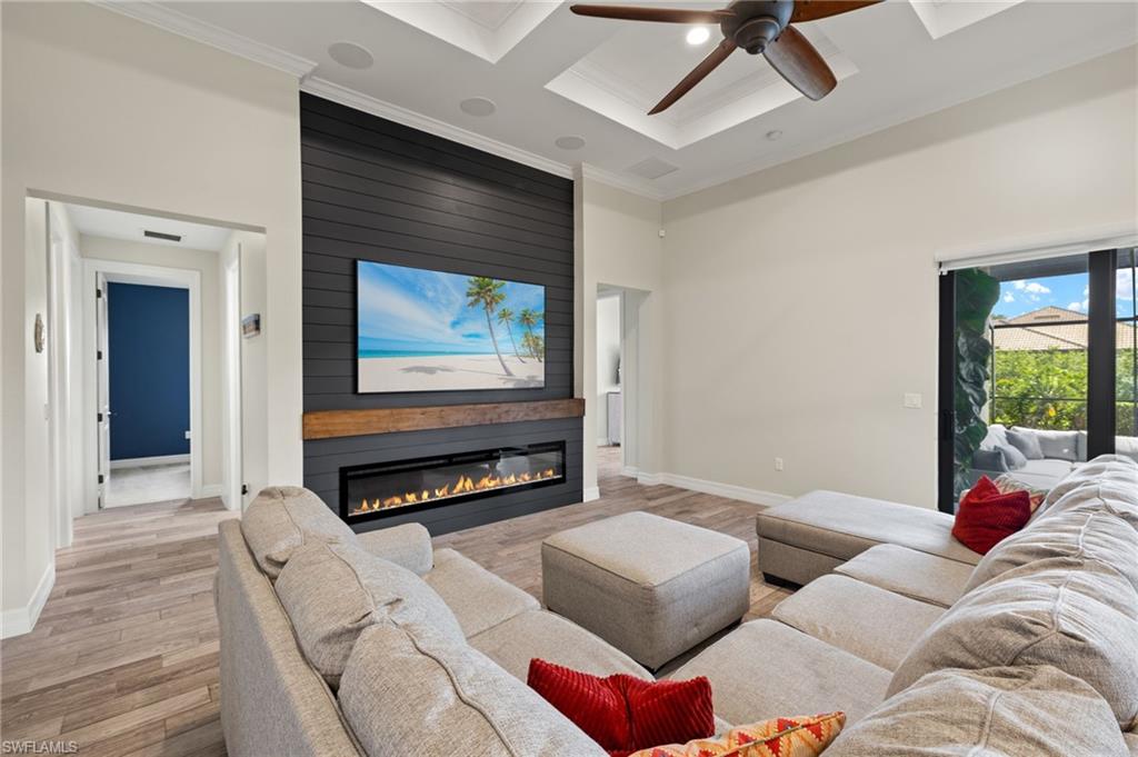 Welcome to your private oasis in the heart of Ave Maria, located within the highly sought-after Avalon Park community. Perfectly positioned on a premium corner lot, this stunning residence offers enhanced privacy, expanded outdoor space, and exceptional curb appeal.
Boasting over 2,400 square feet of thoughtfully designed living space, this 4-bedroom + den, 3-bathroom home with a 3-car garage seamlessly blends comfort, elegance, and functionality. Inside, you’ll find soaring ceilings, an open-concept layout, and elevated finishes throughout, including quartz countertops, KitchenAid appliances, a double oven, and a sleek slide-in range with a custom hood vent. The coffered ceiling in the main living area adds a refined architectural touch, while the glass French doors leading into the den create the perfect space for a home office, study, or flex room.
Step outside and experience true Florida living. Your private backyard retreat features a beautiful pool and spa, complemented by a fully equipped outdoor kitchen and spacious dining area—ideal for entertaining or relaxing in total tranquility. With the added benefit of a corner lot, this outdoor space feels even more expansive and secluded.
Located just minutes from Ave Maria’s vibrant town center, residents enjoy access to parks, walking trails, shopping, dining, and year-round community events. Plus, this home is within walking distance to the highly sought-after Donahue Catholic Academy, adding even more convenience and appeal.
This home offers the perfect combination of luxury, privacy, and lifestyle. Opportunities like this don’t come often—schedule your private showing today.