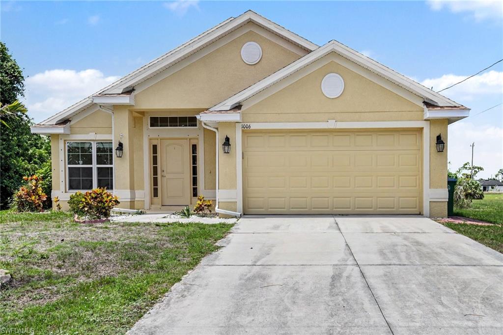 Welcome to 1006 NE 33rd St, Cape Coral, FL 33909! Built in 2017, this well-maintained concrete block home offers 3 bedrooms, 2 bathrooms, and a 2-car garage, providing the perfect blend of comfort, durability, and functionality. The thoughtfully designed layout features separate living spaces that provide privacy and flexibility for everyday living. The bedrooms and well-appointed bathrooms make this home ideal for families, seasonal residents, or anyone seeking comfortable Florida living. Step outside and enjoy the screened lanai enclosure with a concrete slab, offering the perfect space to relax, entertain guests, or enjoy the beautiful Southwest Florida weather year-round. The property also features a concrete driveway and an attached 2-car garage, providing ample parking and storage. For added peace of mind, the home is constructed of concrete block and features a newer shingle roof installed in 2022. A built-in generator connector is also installed, offering added convenience and preparedness during storm season. The home also includes a washer and dryer for added convenience. Conveniently located in a growing Cape Coral neighborhood, this property is close to shopping, dining, schools, parks, and all the amenities Southwest Florida has to offer. Whether you're looking for a primary residence, seasonal retreat, or investment opportunity, this move-in-ready home is a fantastic value. Schedule your private showing today and discover everything this wonderful Cape Coral property has to offer.