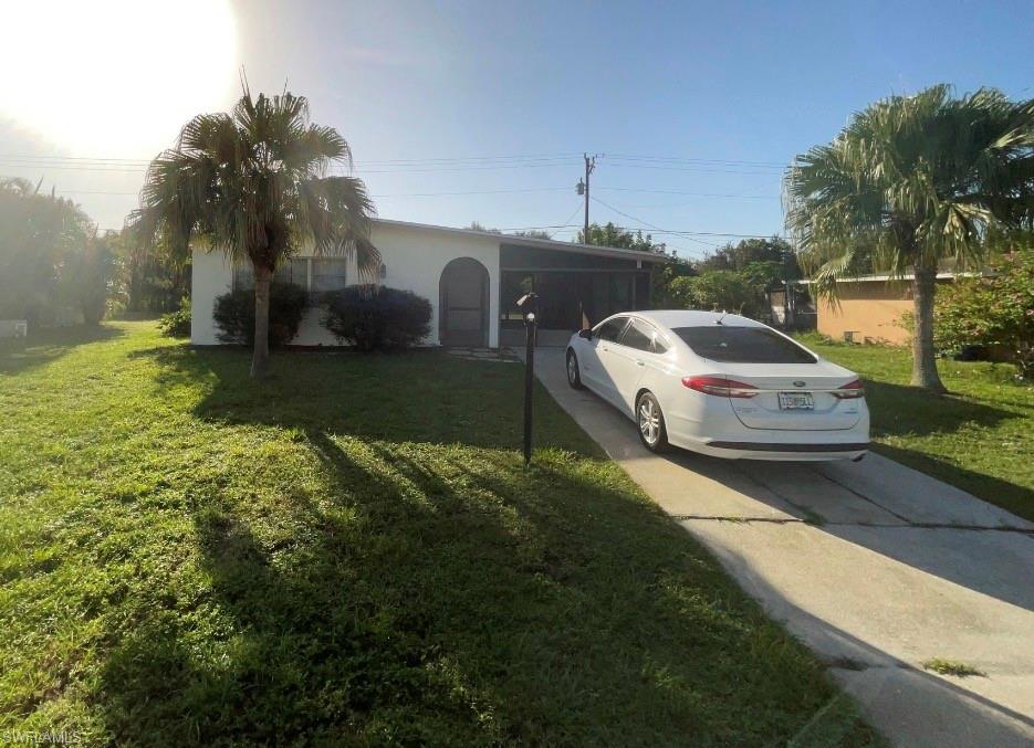 Centrally located 2 bedroom 1 bathroom with large screen lanai. Tile throughout, washer and dryer hook ups in residence. Central water, central sewer. Close to shopping, dining, schools and quick access to RSW and Fort Myers.