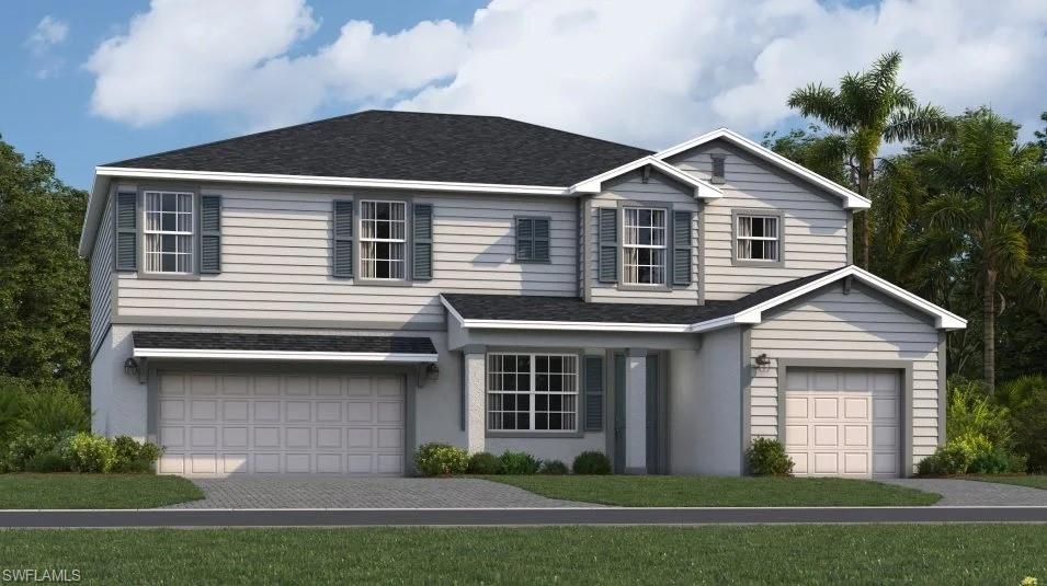 One or more photo(s) has been virtually staged, AI generated or rendered.  Last chance to buy new in North Fort Myers! Bayshore Ranch is a community offering a stunning selection of new single-family homes with an onsite event barn. This expansive two-story home is the largest plan in the collection. On the first floor is a living room, formal dining room, open living space with a kitchen, bedroom suite and an attached lanai for outdoor activities. Upstairs hosts the owner’s suite, three secondary bedrooms and a cozy loft overlooking the Great Room. Prices, dimensions and features may vary and are subject to change. Photos are for illustrative purposes only. Estimated delivery date is Oct/Nov 2026.