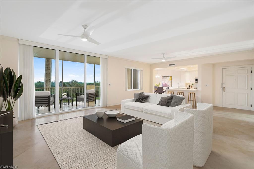 Enjoy panoramic lake and golf course views from this rarely available 2nd floor condo, featuring a PRIVATE COURTYARD that is only available in this one unique unit in Jasmine Bay North. Enjoy stunning sunsets over West Bay Club’s signature 9th hole, as well as amazing sunrises from your bonus lanai on the East side of the building. This spacious great room floor plan with an open kitchen, 3 bedrooms and 3 full baths is perfect for entertaining family and friends. Recent upgrades include Quartz countertops, new carpet in master bedroom, light fixtures, fans, and travertine floors in the guest bedroom. Additional features include, crown molding, custom closets, luxurious window treatments, and private elevator access. West Bay Club’s recent renovations include, Poolside Dining at The Aqua Café, a new state of the art fitness center, and a fabulous new beach club and restaurant currently under construction, and scheduled for a grand opening this January. Additional amenities include pickleball, tennis, bocce, boat storage and boat ramp for direct access to the Gulf of Mexico. Jasmine Bay offers even more amenities such as an infinity pool with private cabanas, spa, and fitness center